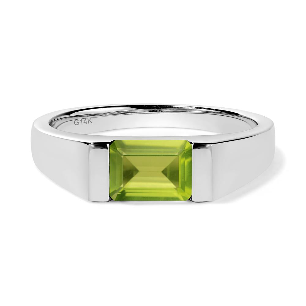 Horizontal Peridot Gender Neutral Ring - LUO Jewelry #metal_14k white gold