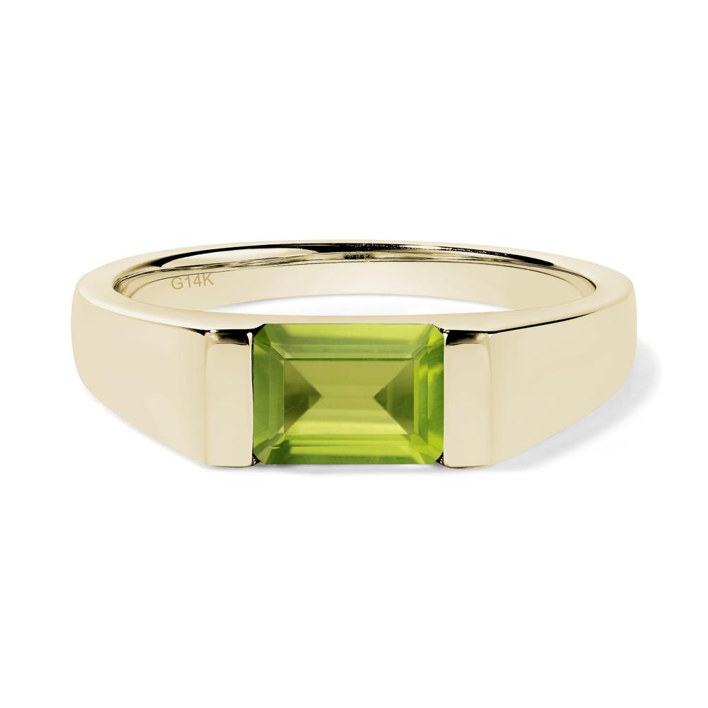 Horizontal Peridot Gender Neutral Ring - LUO Jewelry #metal_14k yellow gold