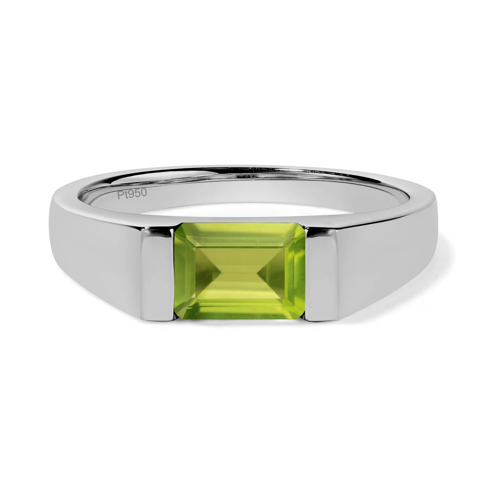 Horizontal Peridot Gender Neutral Ring - LUO Jewelry #metal_platinum