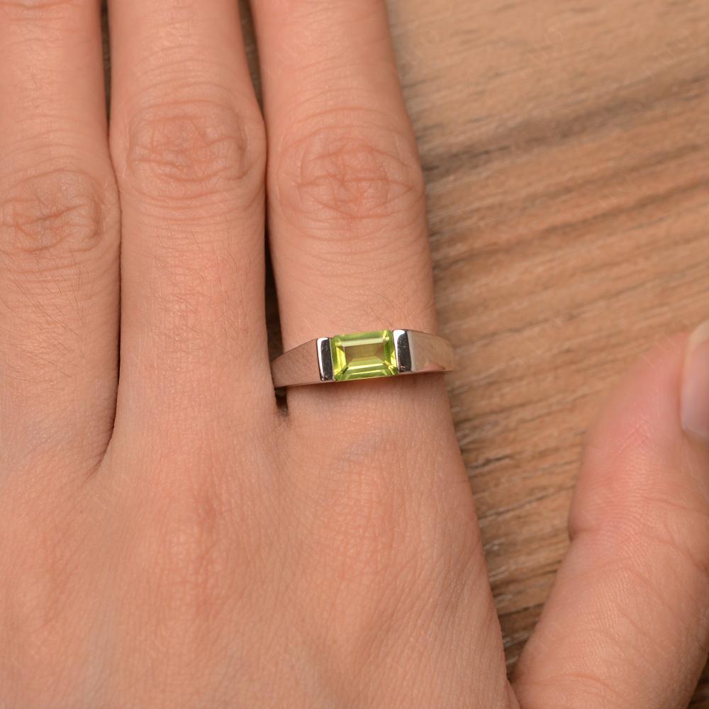 Horizontal Peridot Gender Neutral Ring - LUO Jewelry