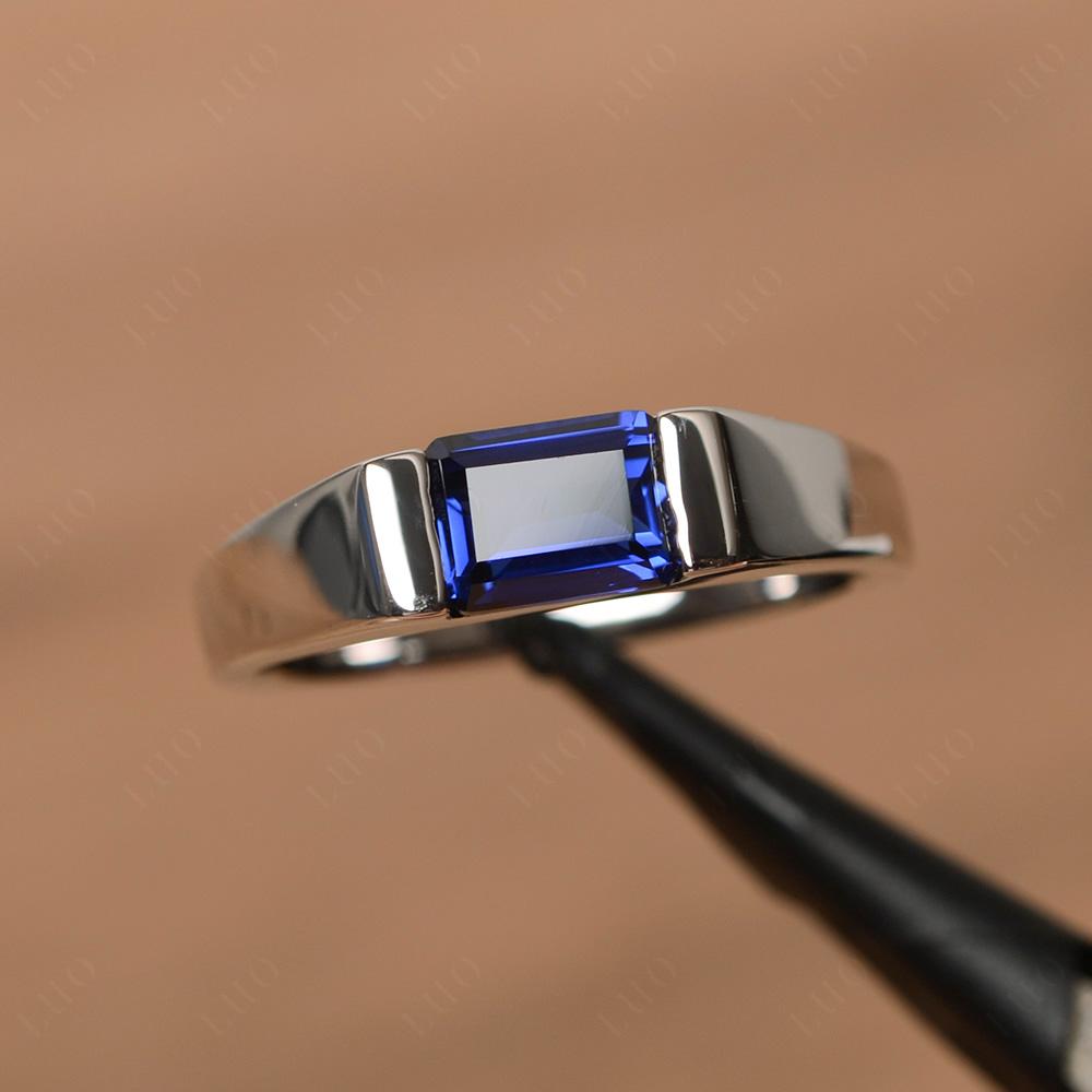 Horizontal Sapphire Gender Neutral Ring - LUO Jewelry