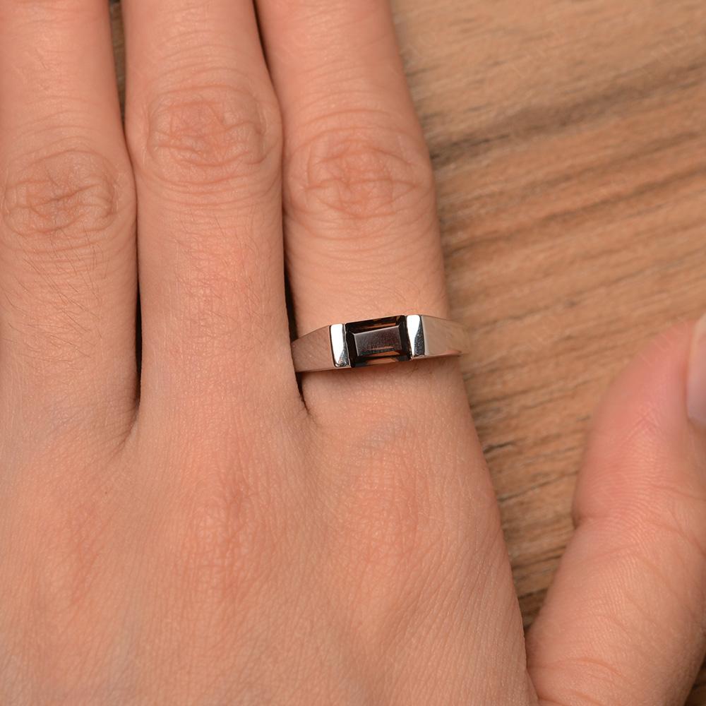 Horizontal Smoky Quartz Gender Neutral Ring - LUO Jewelry