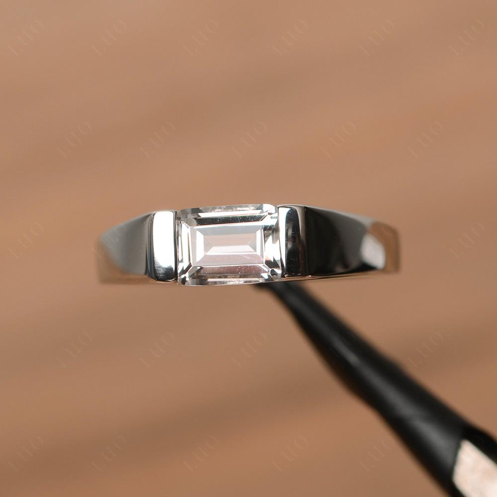 Horizontal White Topaz Gender Neutral Ring - LUO Jewelry