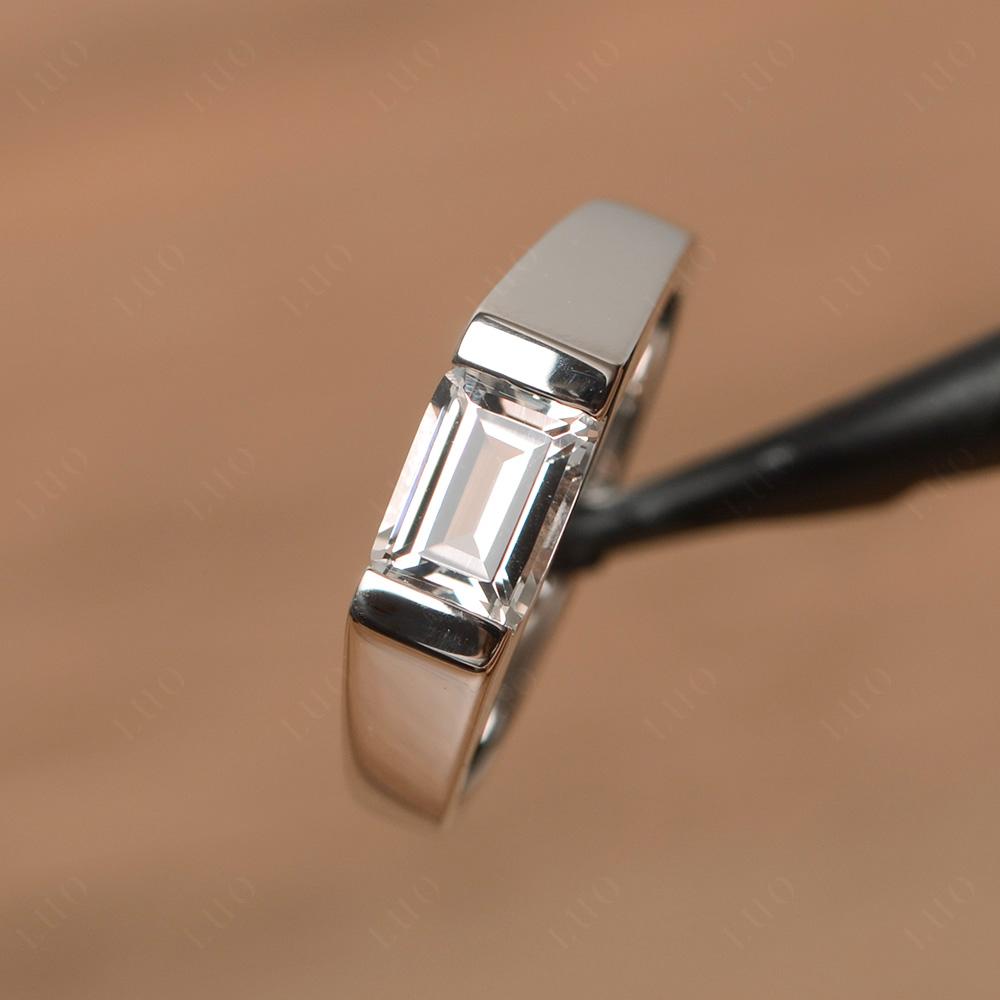 Horizontal White Topaz Gender Neutral Ring - LUO Jewelry