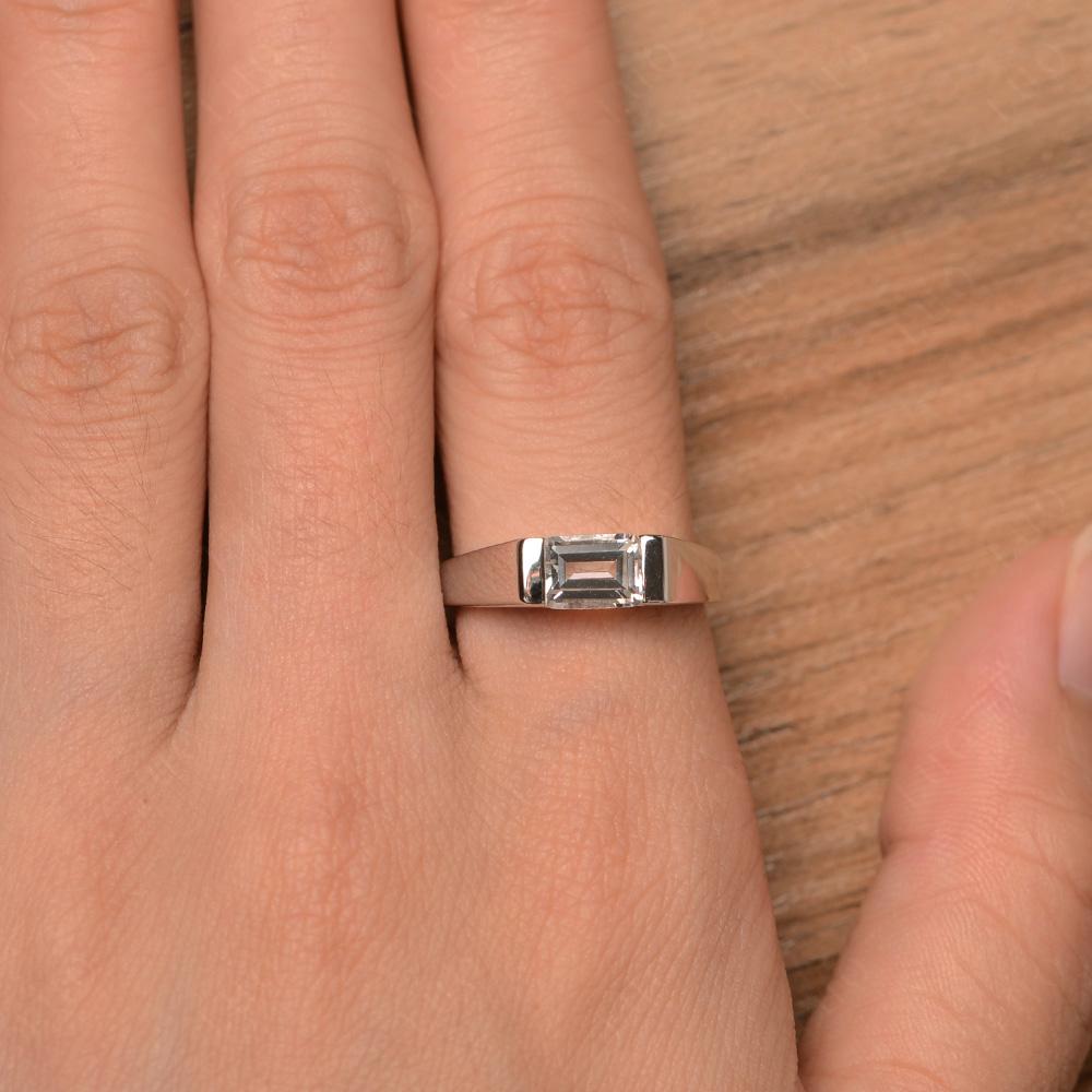 Horizontal White Topaz Gender Neutral Ring - LUO Jewelry