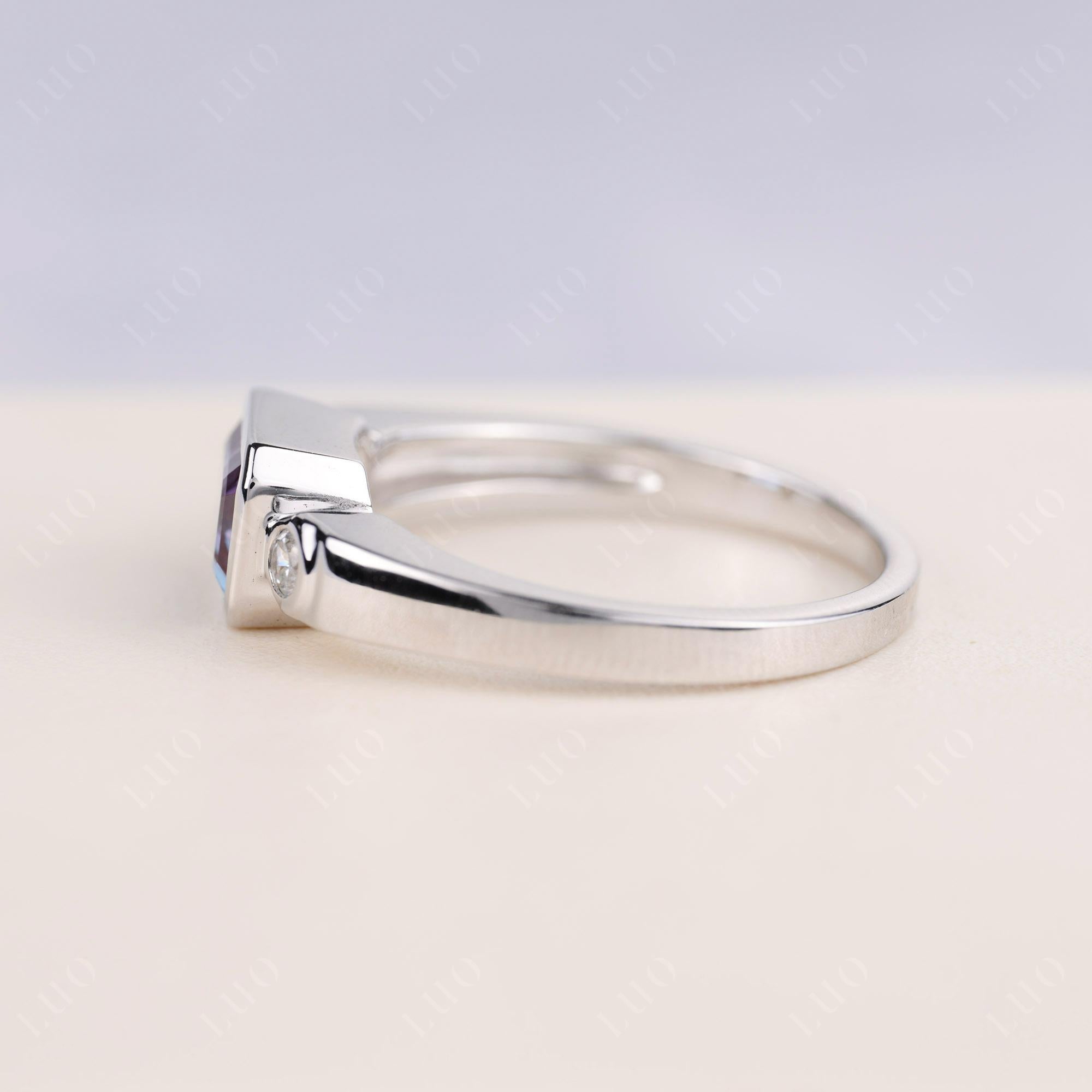 Alexandrite Bezel Emerald Cut Ring - LUO Jewelry