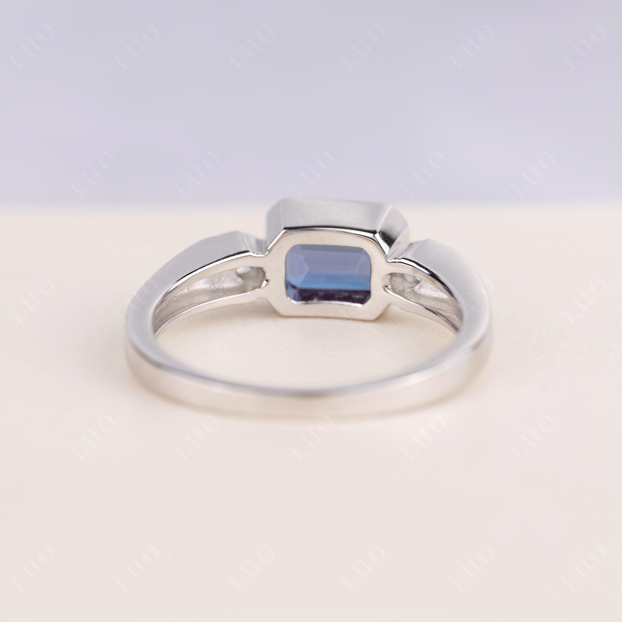 Alexandrite Bezel Emerald Cut Ring - LUO Jewelry