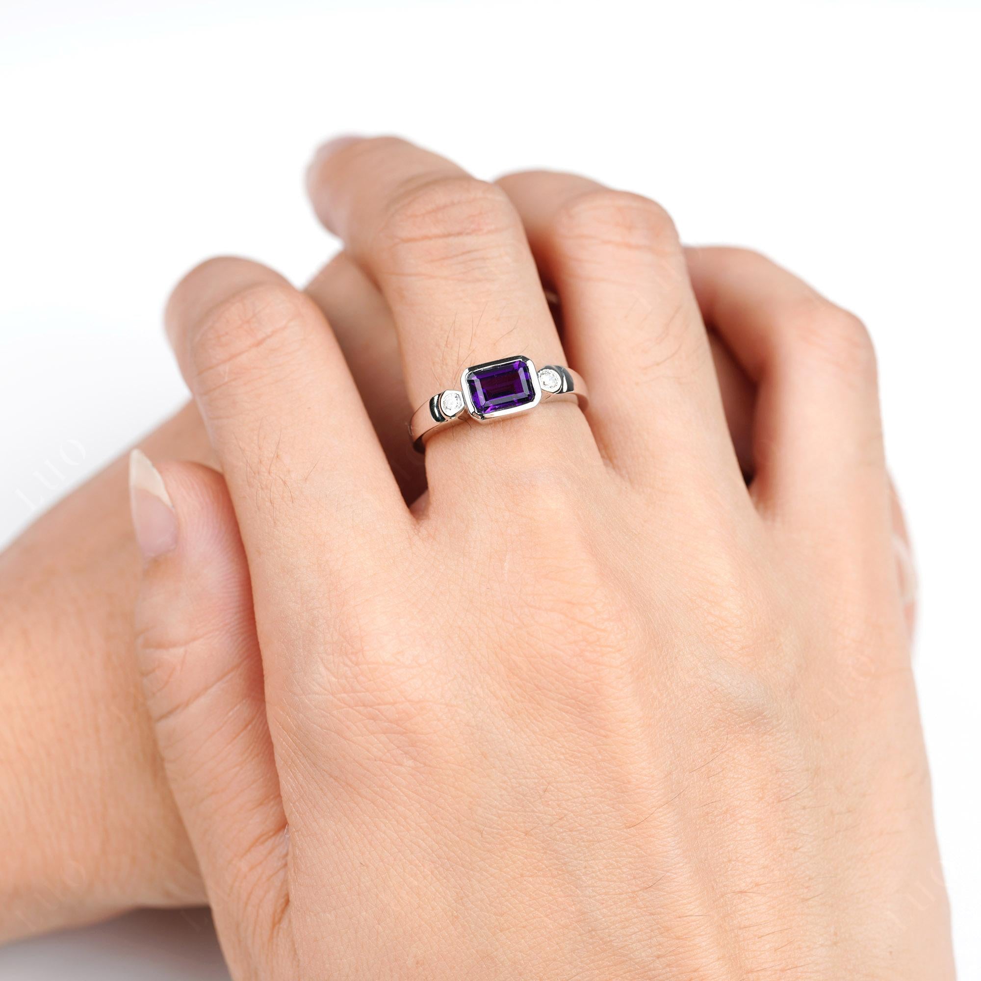 Antique Style Amethyst East West Ring - LUO Jewelry