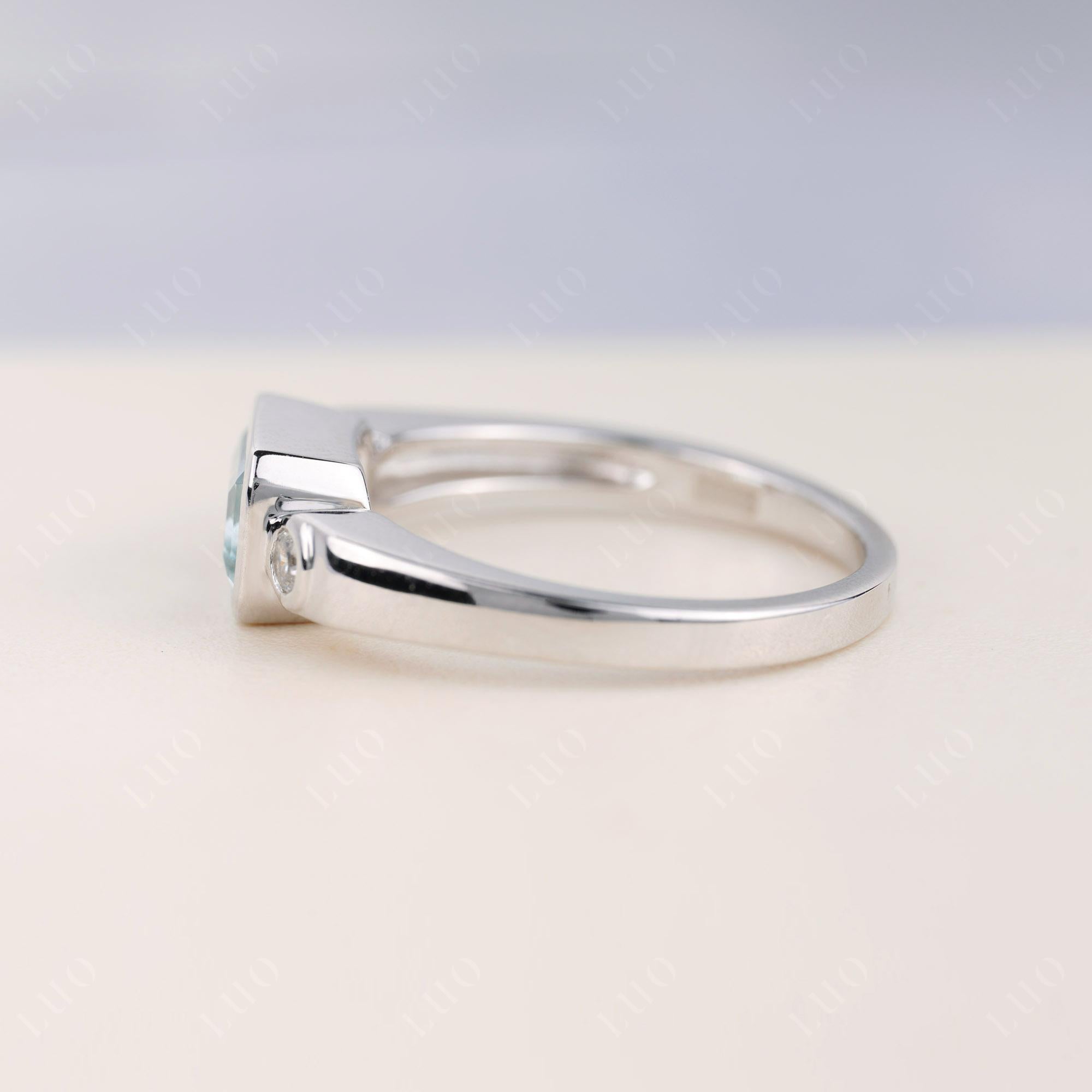 Antique Style Aquamarine East West Ring - LUO Jewelry