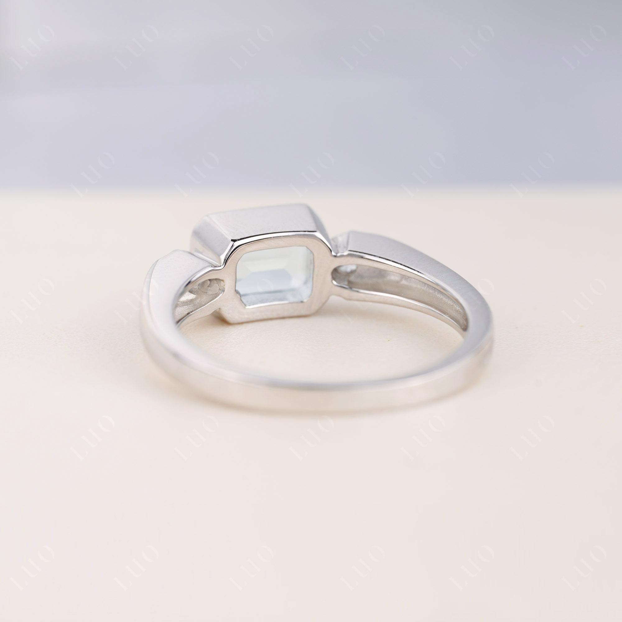 Antique Style Aquamarine East West Ring - LUO Jewelry