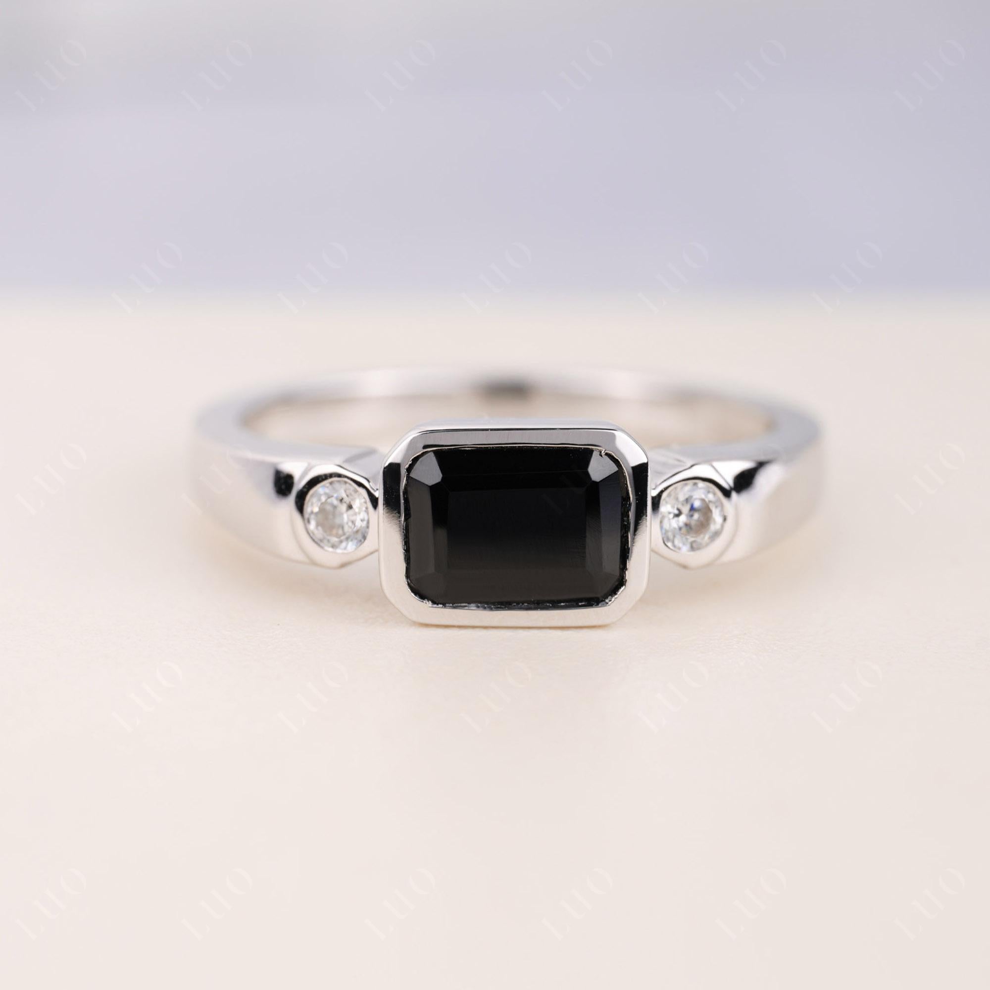 Antique Style Black Spinel East West Ring - LUO Jewelry
