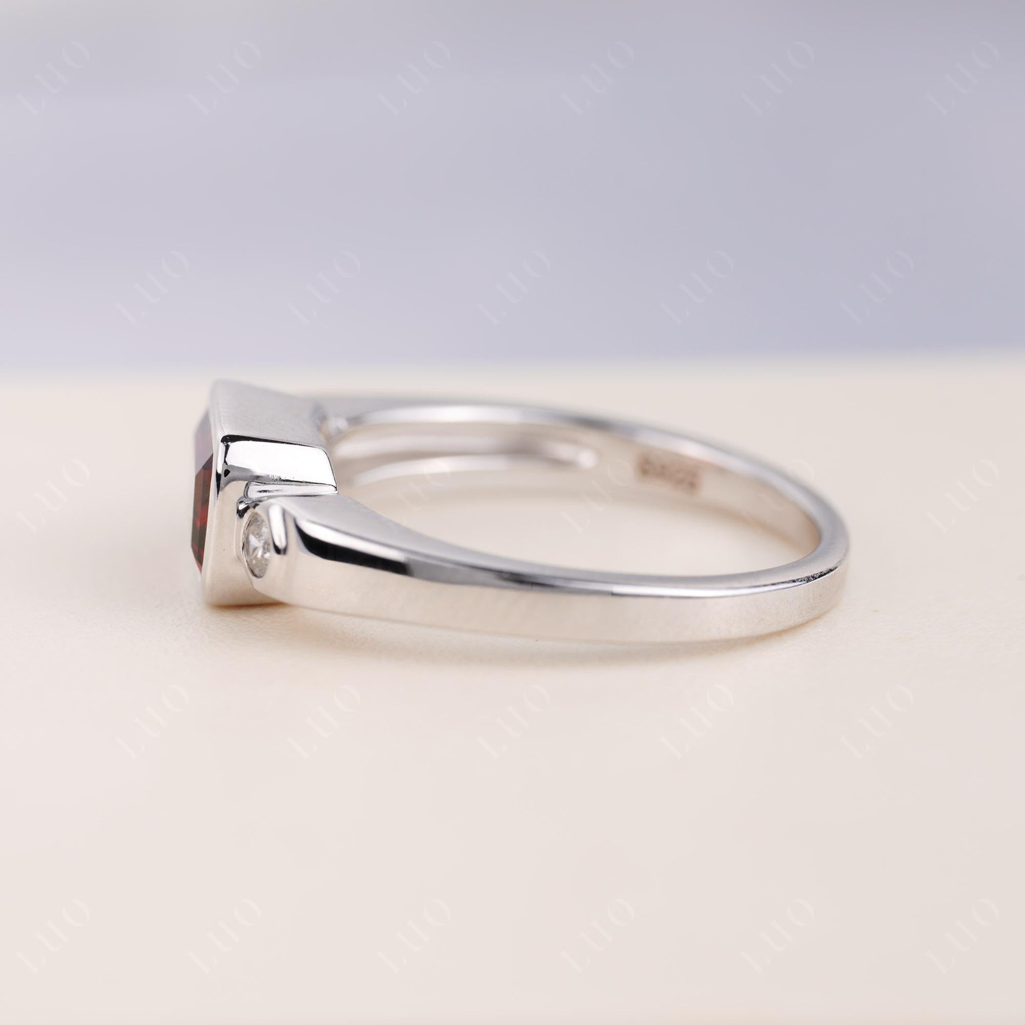 Garnet Bezel Emerald Cut Ring - LUO Jewelry