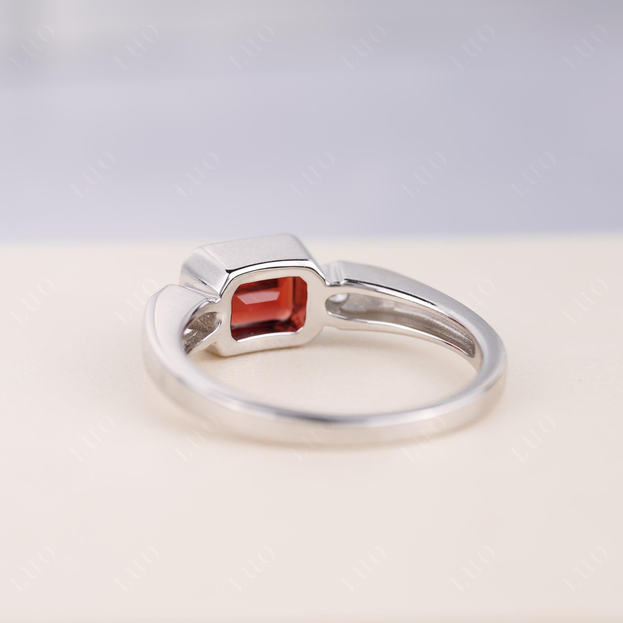Garnet Bezel Emerald Cut Ring - LUO Jewelry