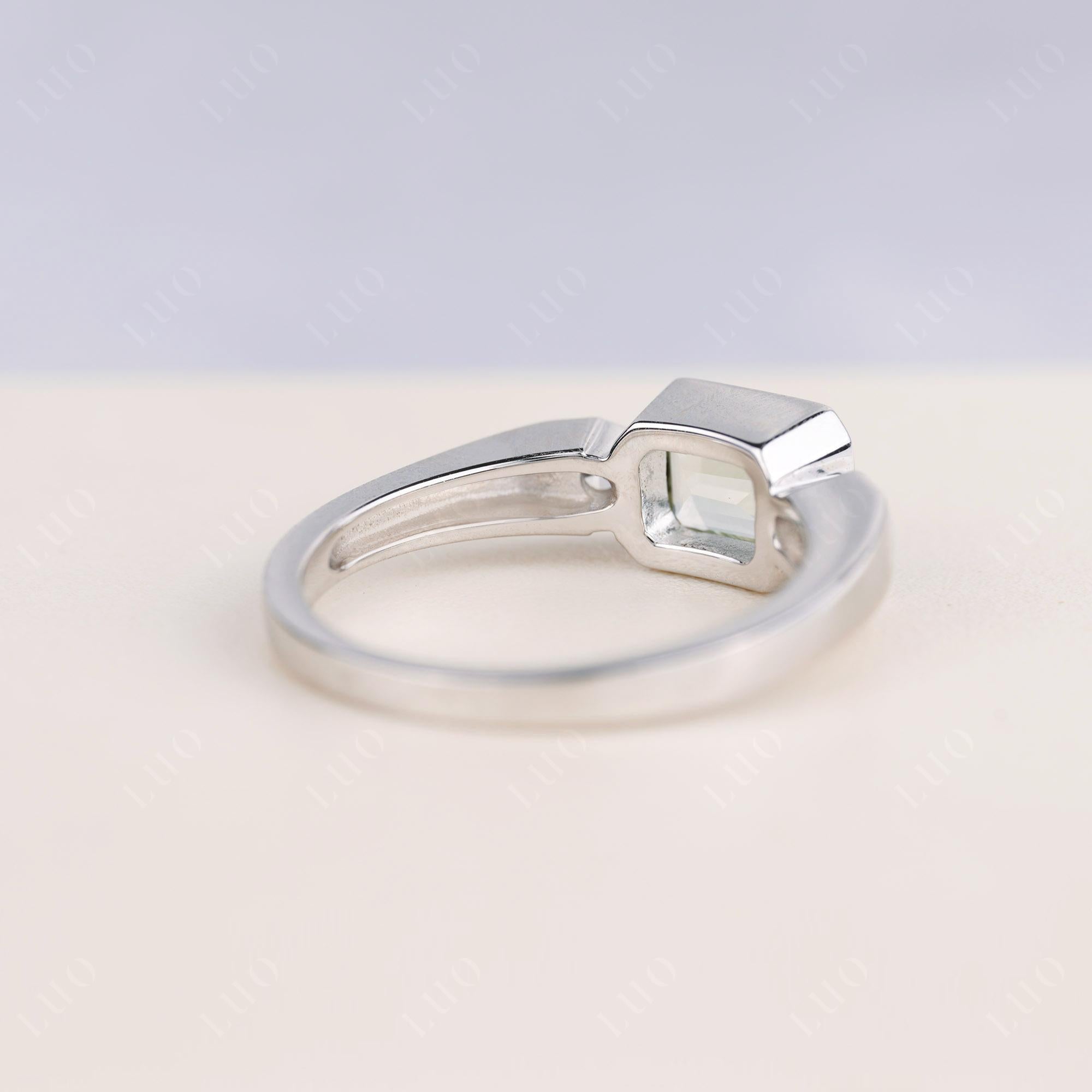 Green Amethyst Bezel Emerald Cut Ring - LUO Jewelry