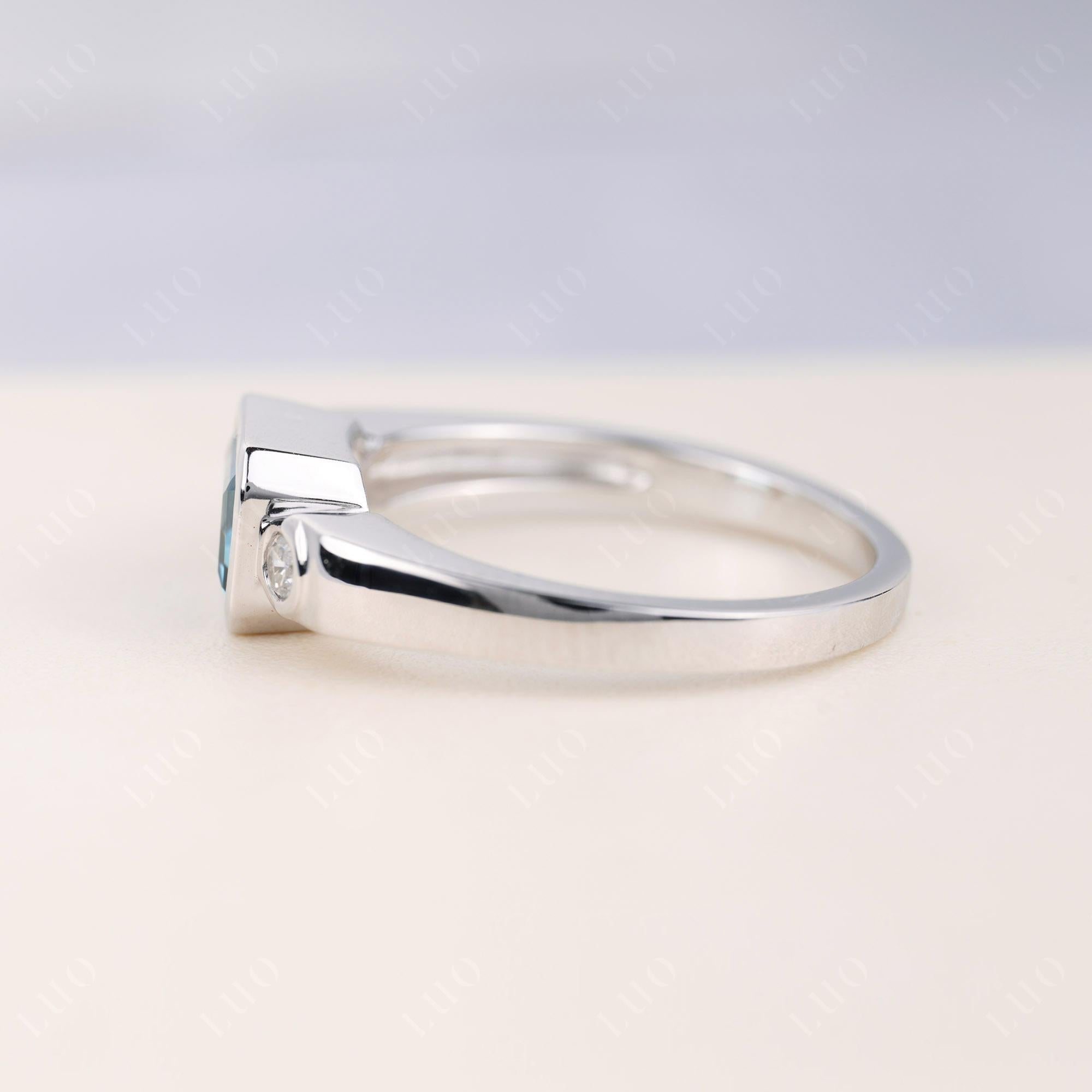 Antique Style London Blue Topaz East West Ring - LUO Jewelry