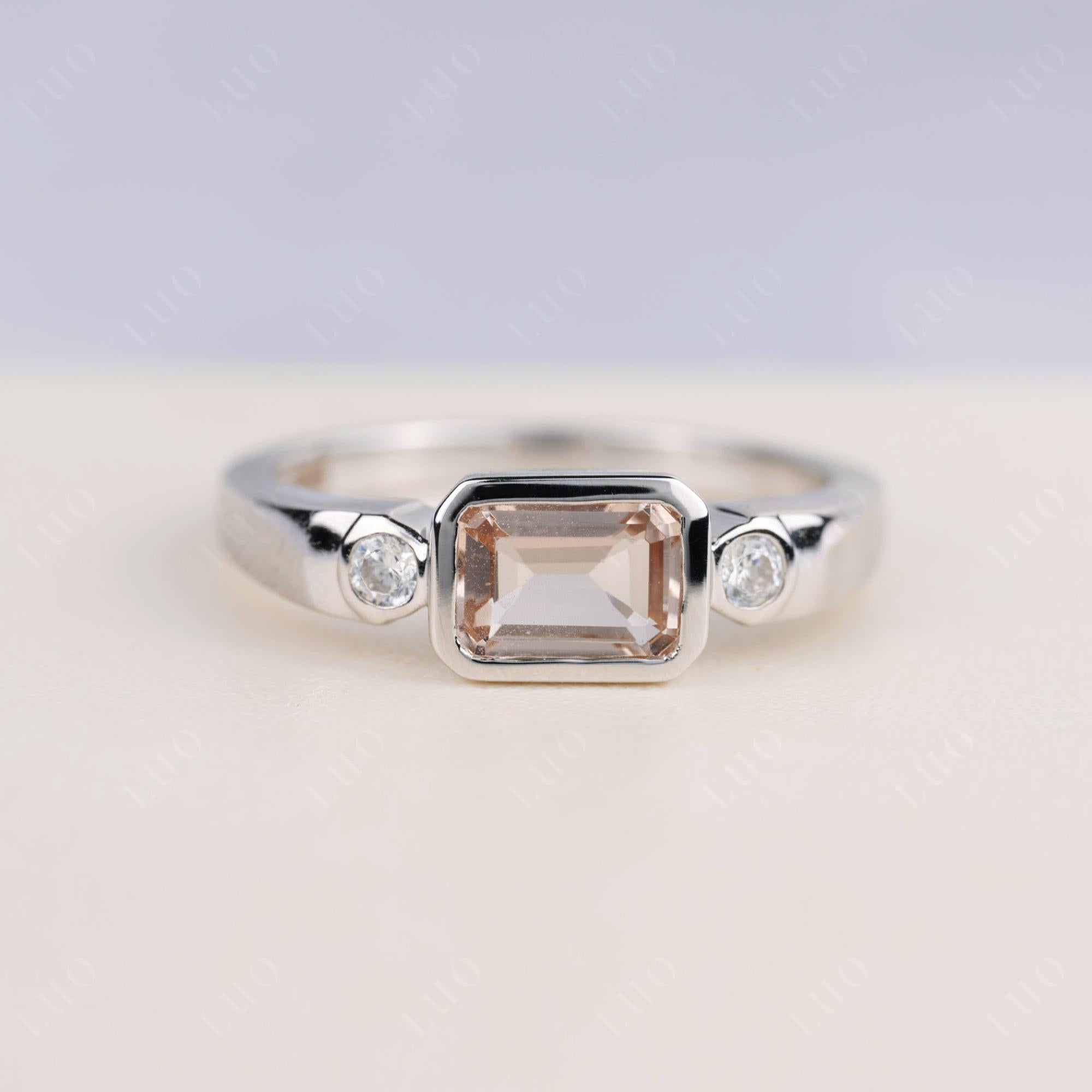 Antique Style Morganite East West Ring - LUO Jewelry