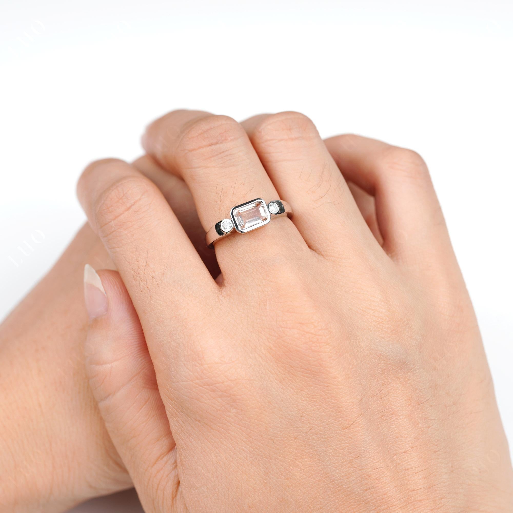 Antique Style Morganite East West Ring - LUO Jewelry