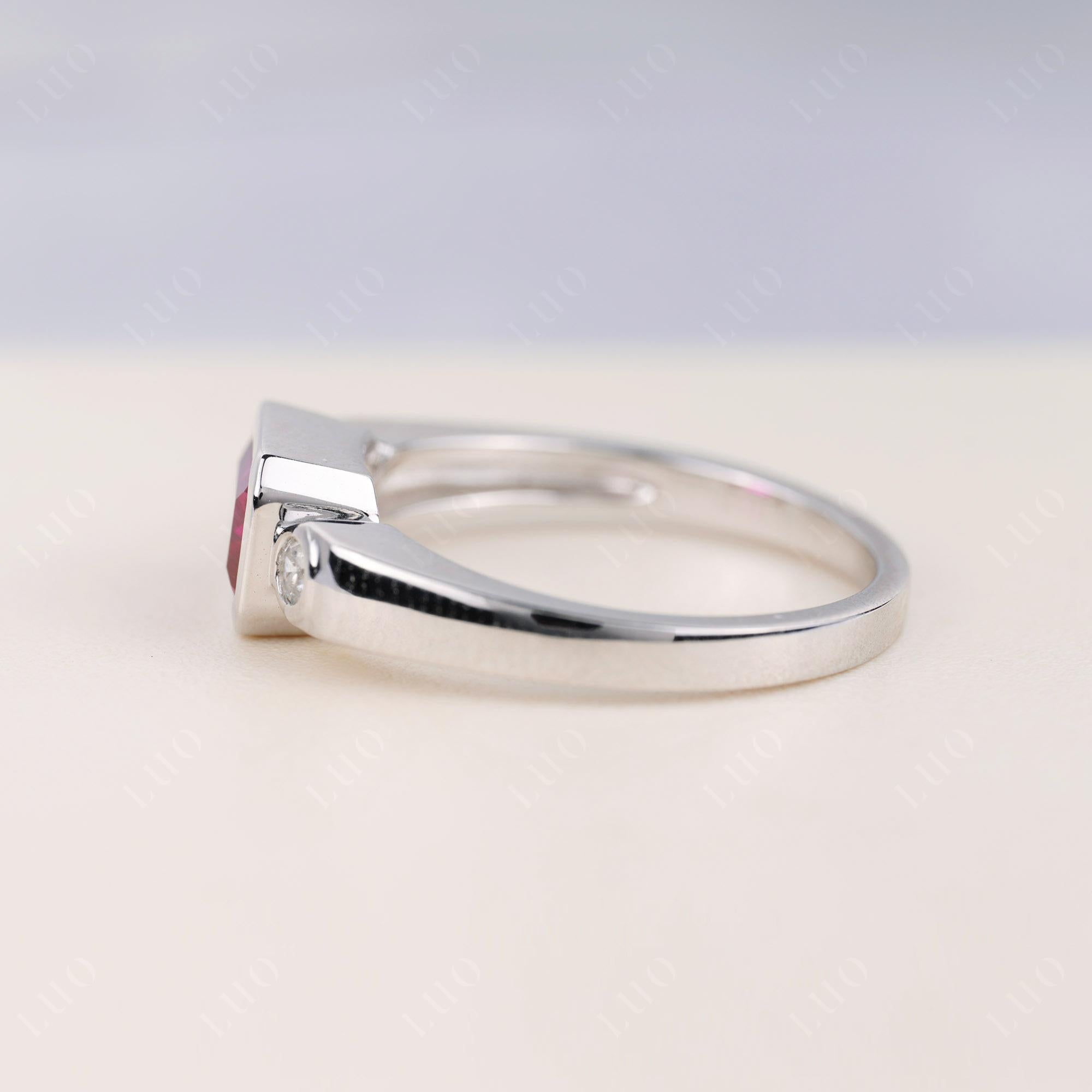 Ruby Bezel Emerald Cut Ring - LUO Jewelry