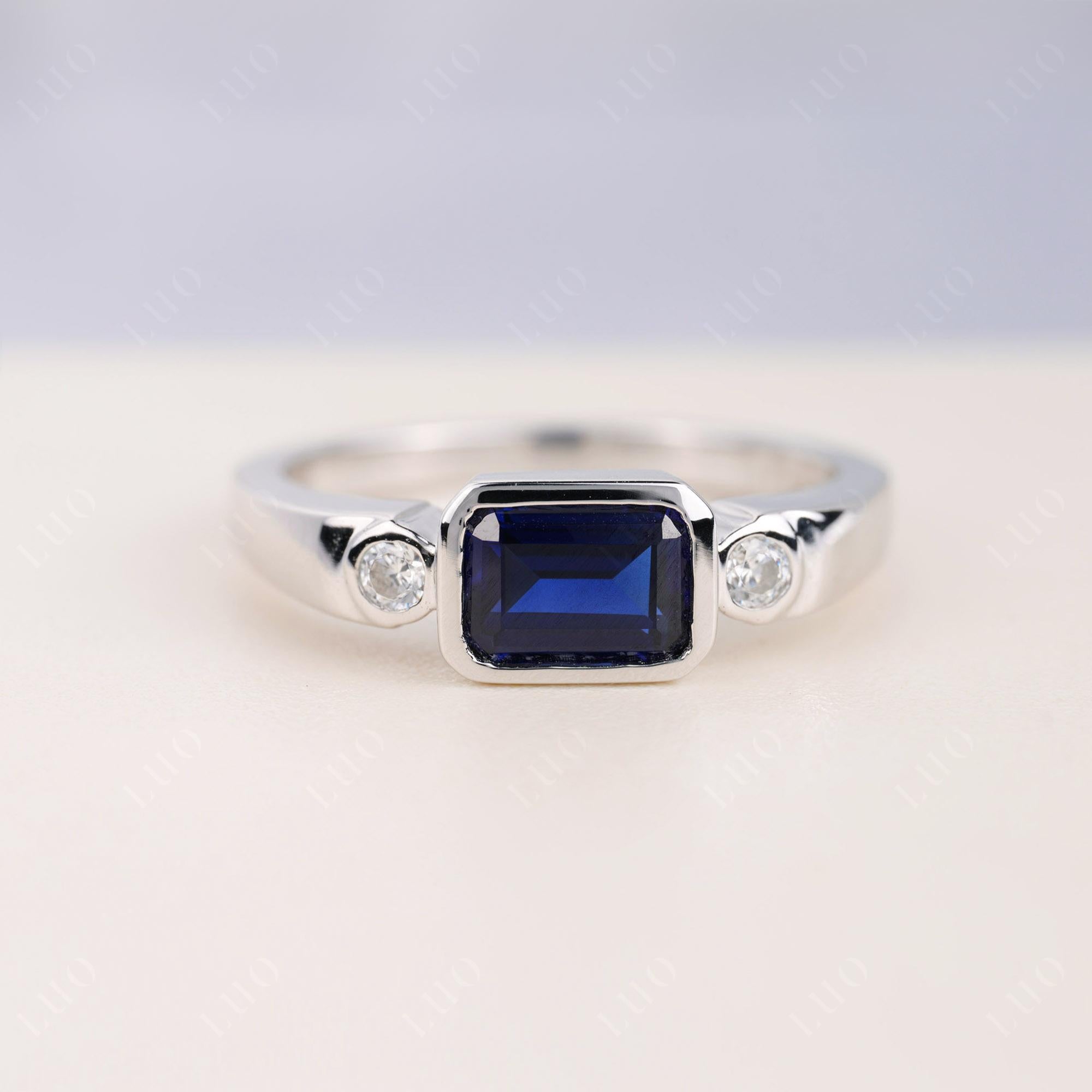 Antique Style Sapphire East West Ring - LUO Jewelry