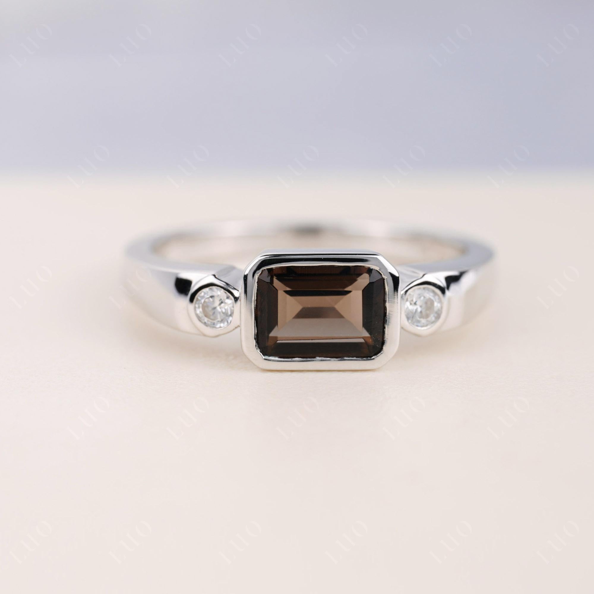 Antique Style Smoky Quartz East West Ring - LUO Jewelry