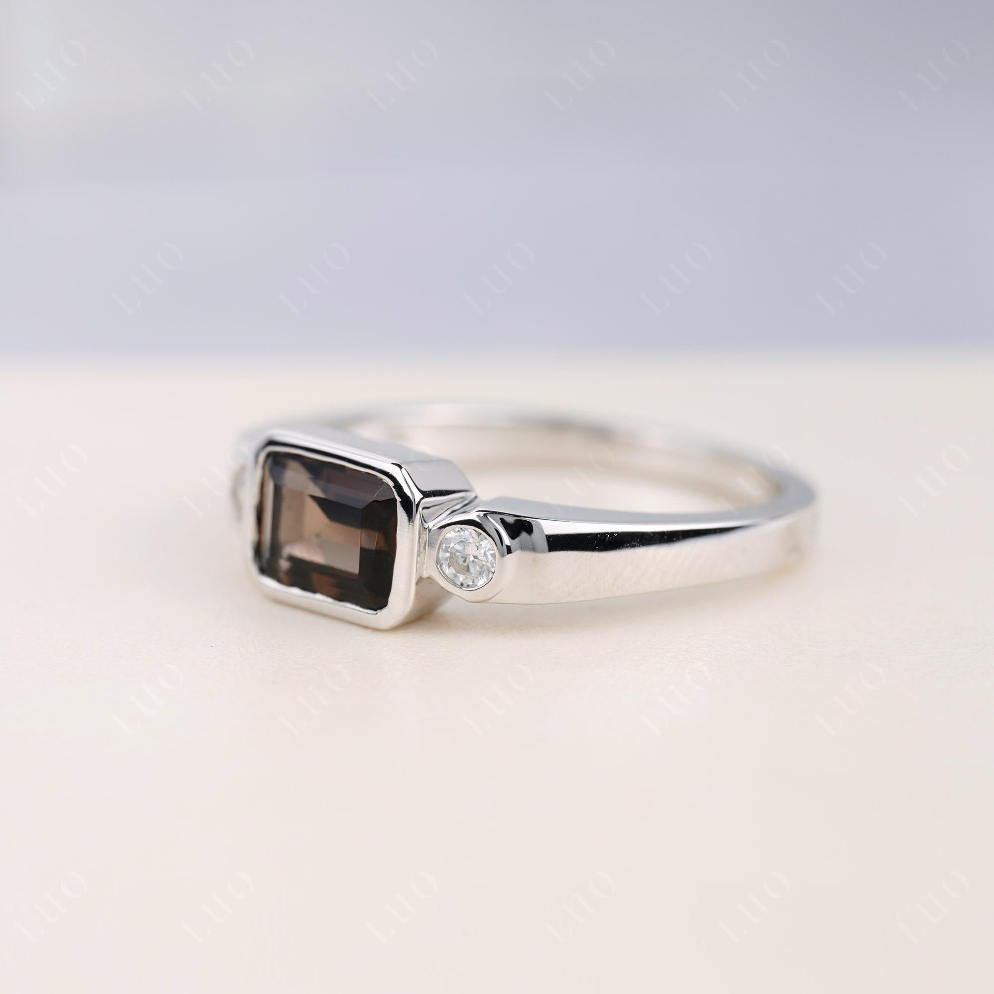 Antique Style Smoky Quartz East West Ring - LUO Jewelry