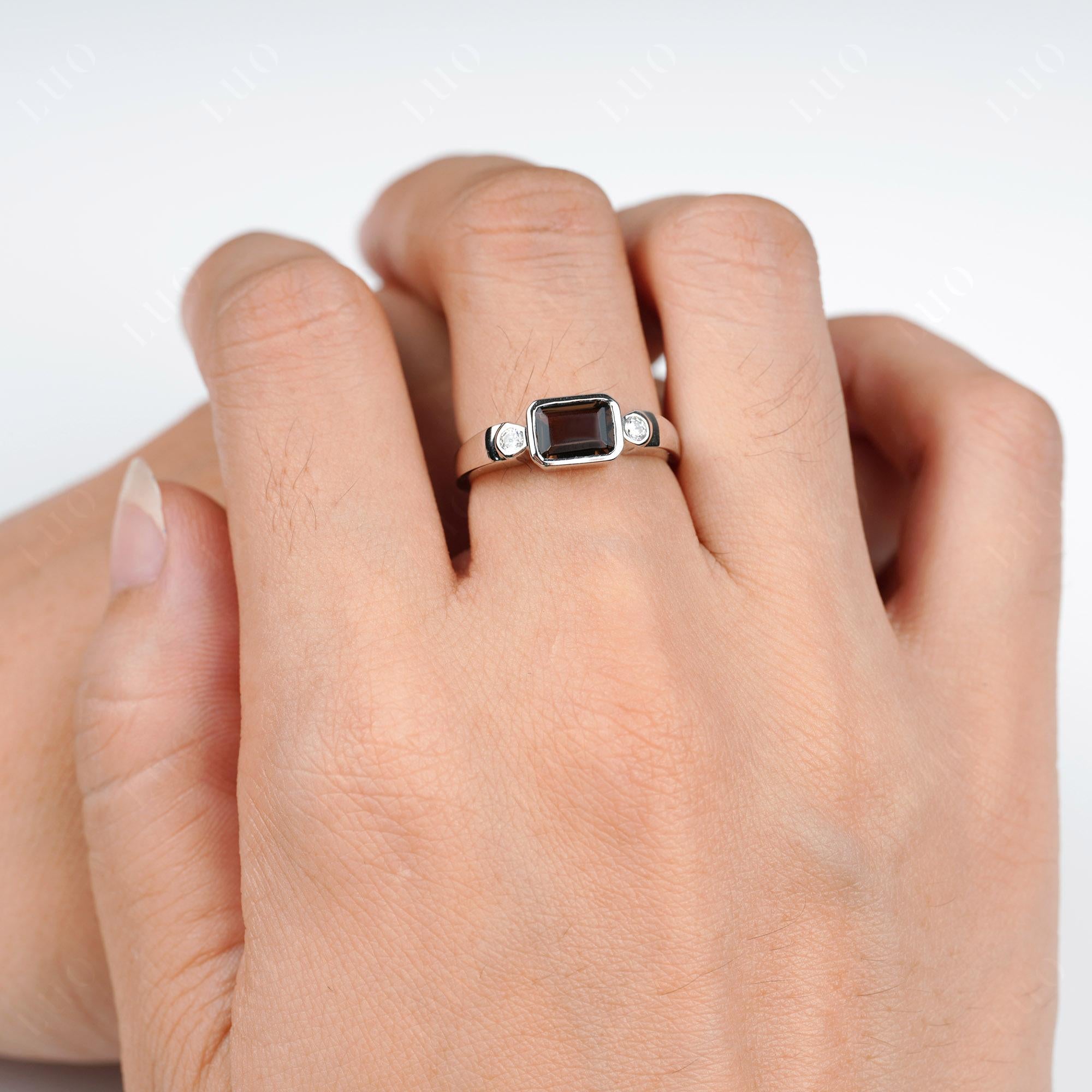 Antique Style Smoky Quartz East West Ring - LUO Jewelry