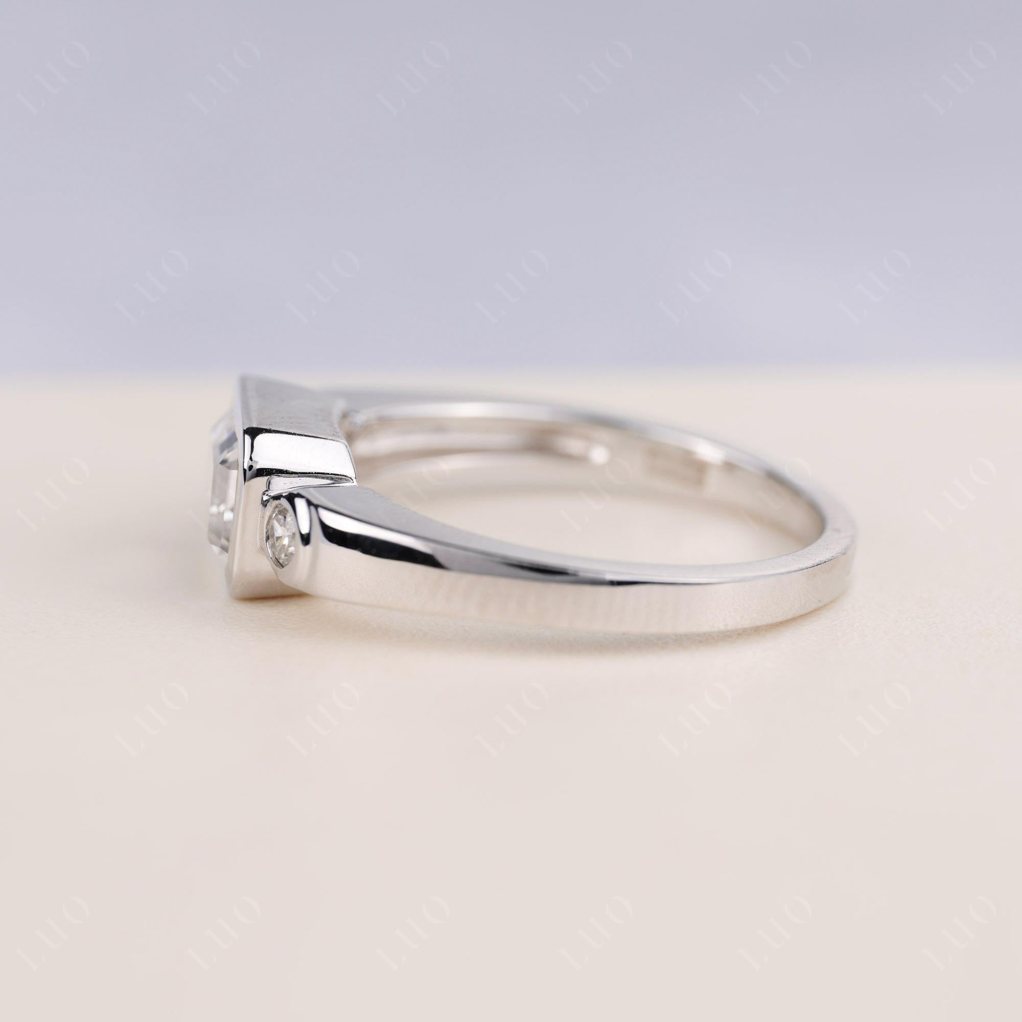 White Topaz Bezel Emerald Cut Ring - LUO Jewelry