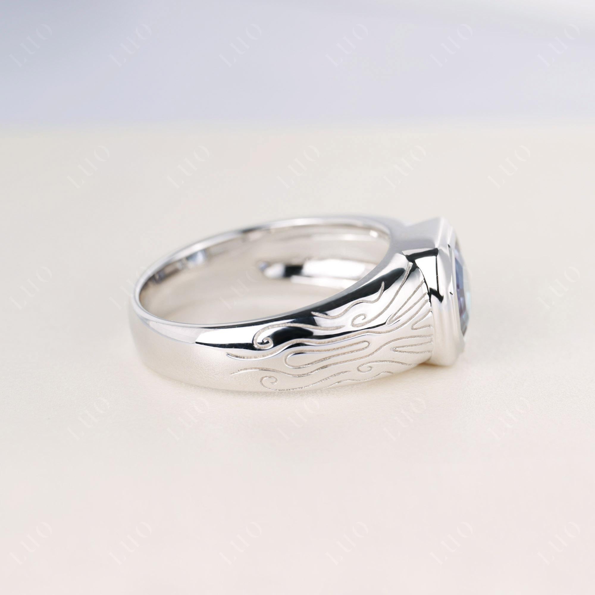 Cracked Rock Pattern Alexandrite Ring for Men - LUO Jewelry
