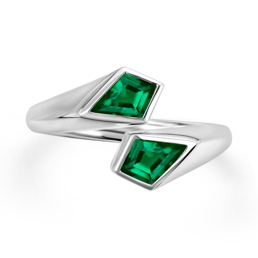 Two Stone Kite Cut Emerald Ring | LUO Jewelry #metal_sterling silver