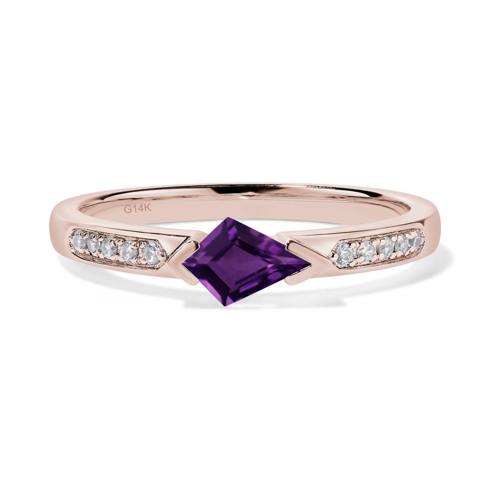 Kite Cut Amethyst Horizontal Ring - LUO Jewelry #metal_14k rose gold