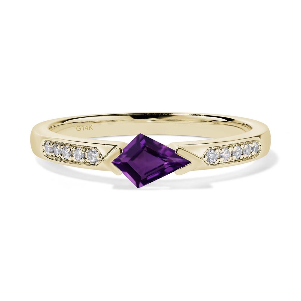 Kite Cut Amethyst Horizontal Ring - LUO Jewelry #metal_14k yellow gold
