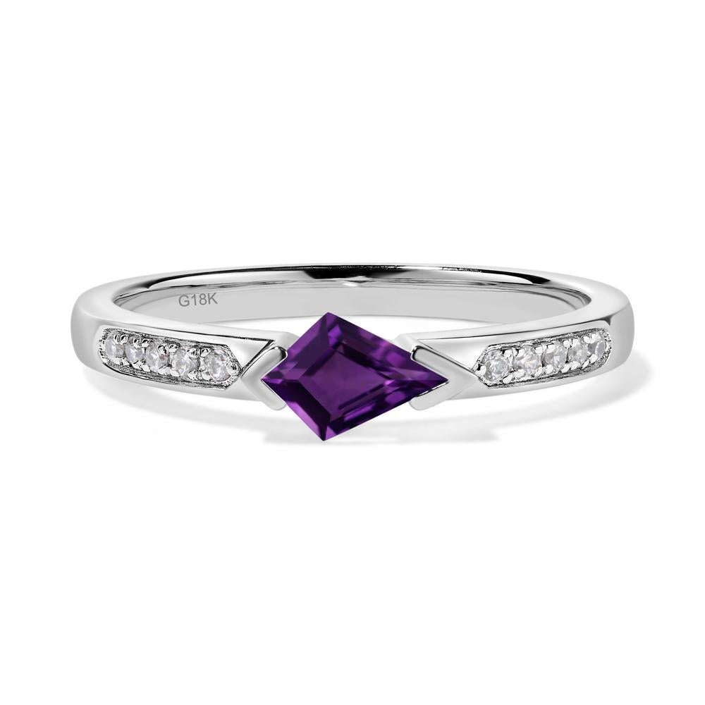 Kite Cut Amethyst Horizontal Ring - LUO Jewelry #metal_18k white gold