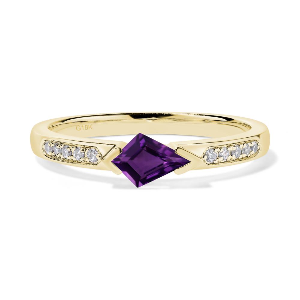Kite Cut Amethyst Horizontal Ring - LUO Jewelry #metal_18k yellow gold