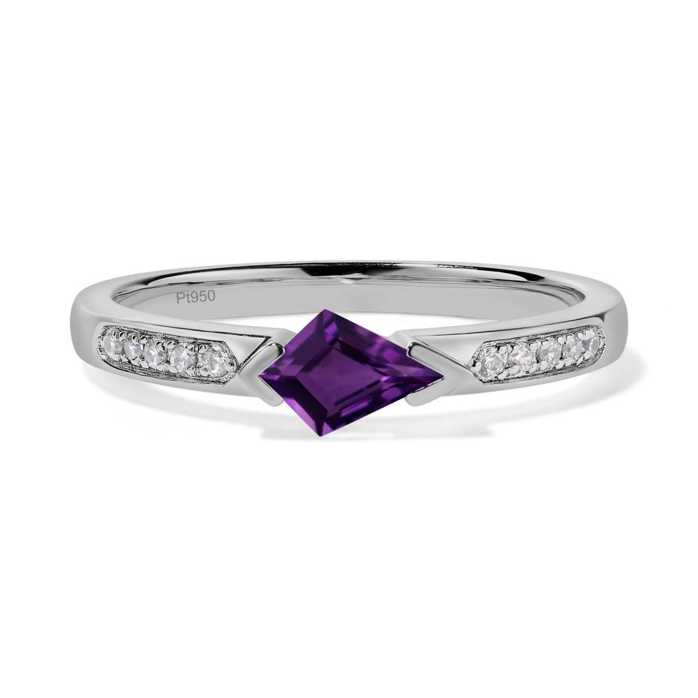 Kite Cut Amethyst Horizontal Ring - LUO Jewelry #metal_platinum