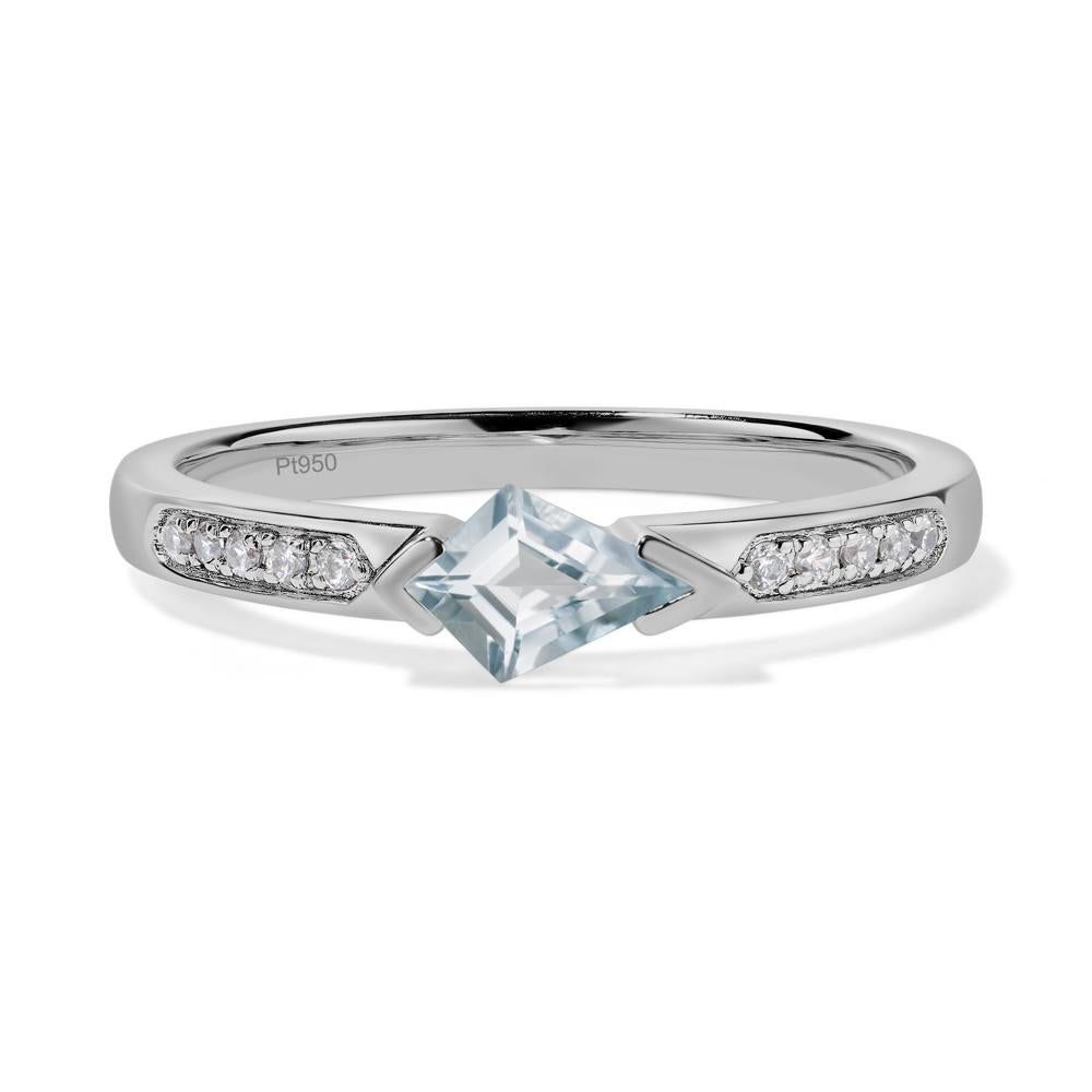Kite Cut Aquamarine Horizontal Ring - LUO Jewelry #metal_platinum