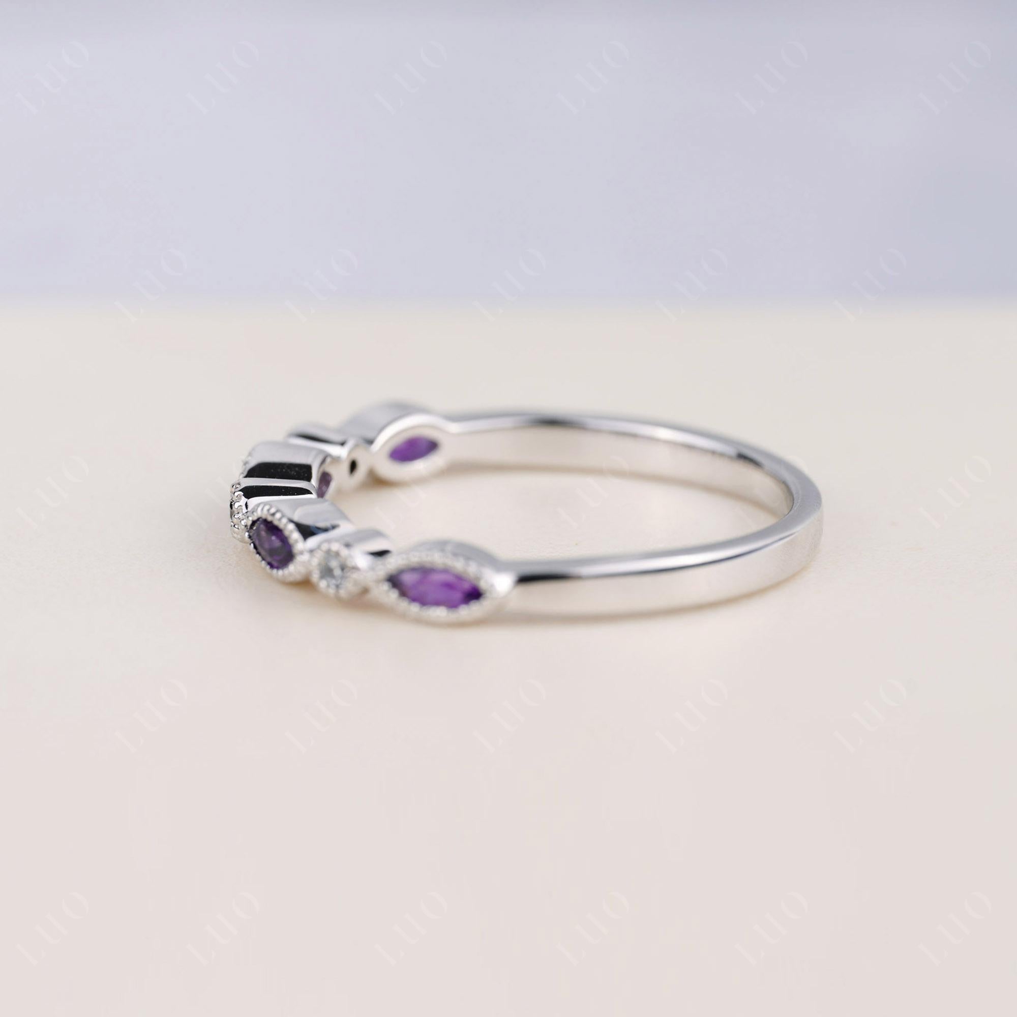 Vintage Amethyst Wedding Band Ring - LUO Jewelry