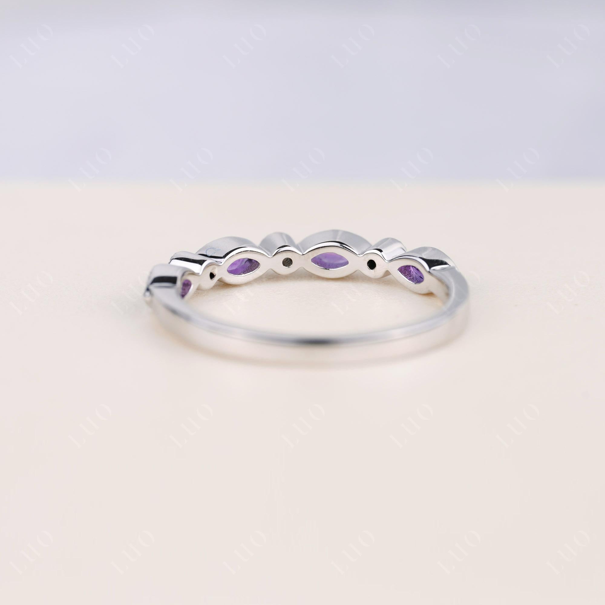 Vintage Amethyst Wedding Band Ring - LUO Jewelry