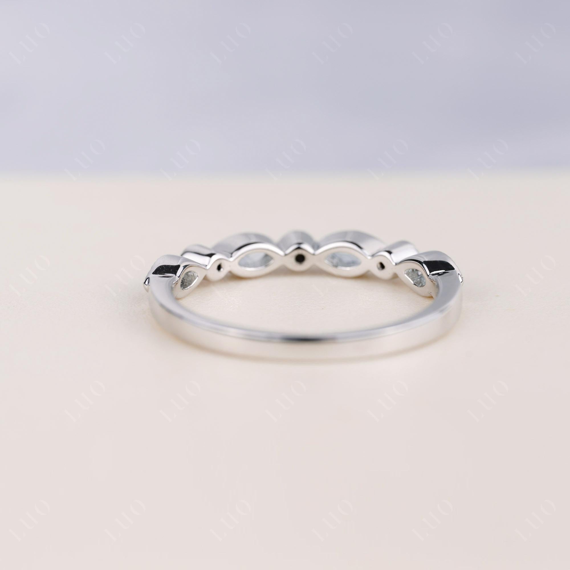 Aquamarine Milgrain Band Ring - LUO Jewelry