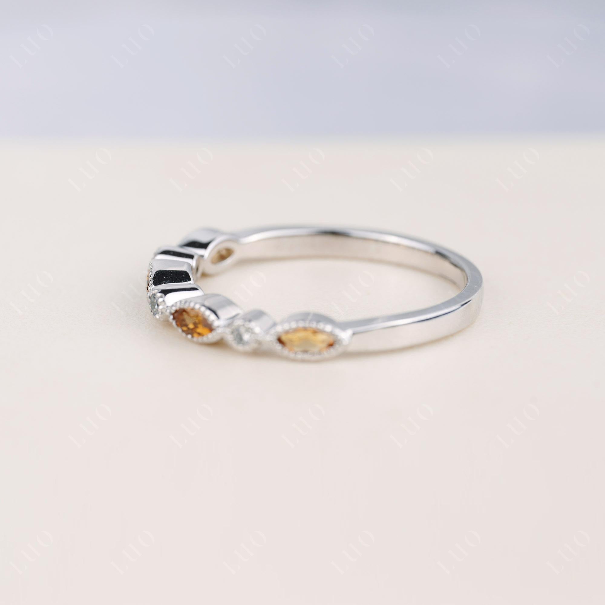 Vintage Citrine Wedding Band Ring - LUO Jewelry