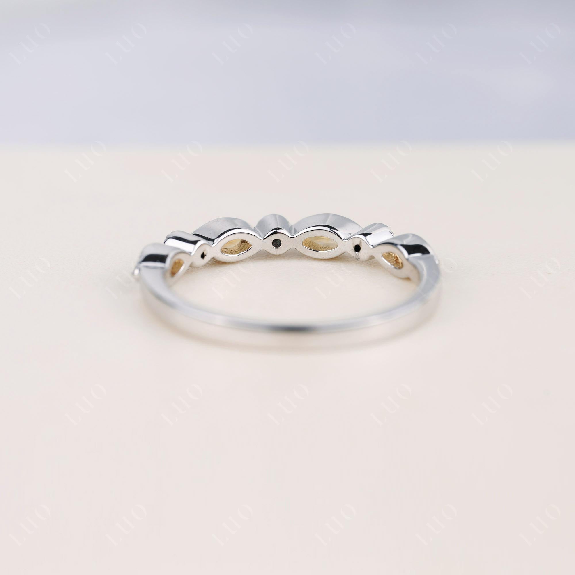 Vintage Citrine Wedding Band Ring - LUO Jewelry