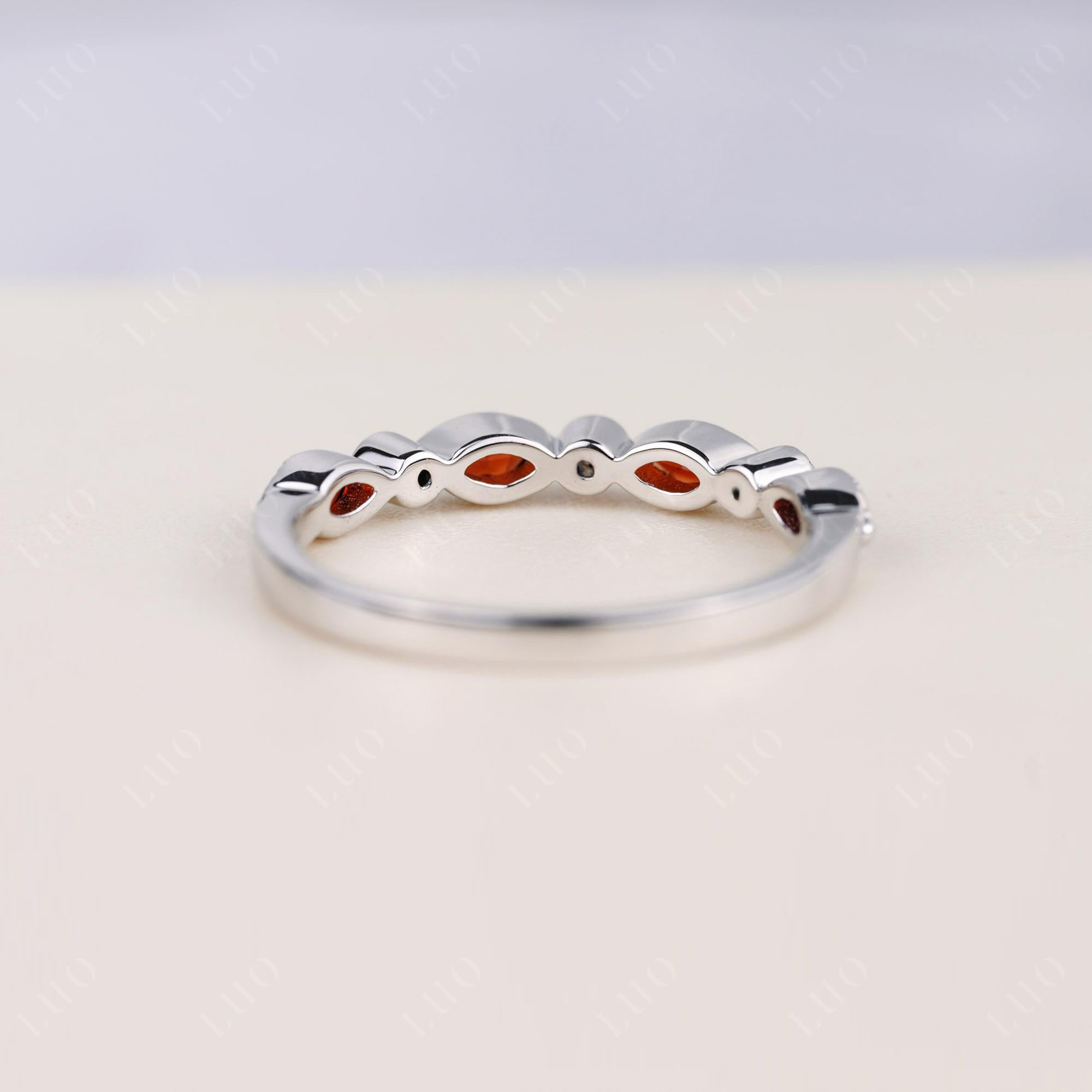 Vintage Garnet Wedding Band Ring - LUO Jewelry