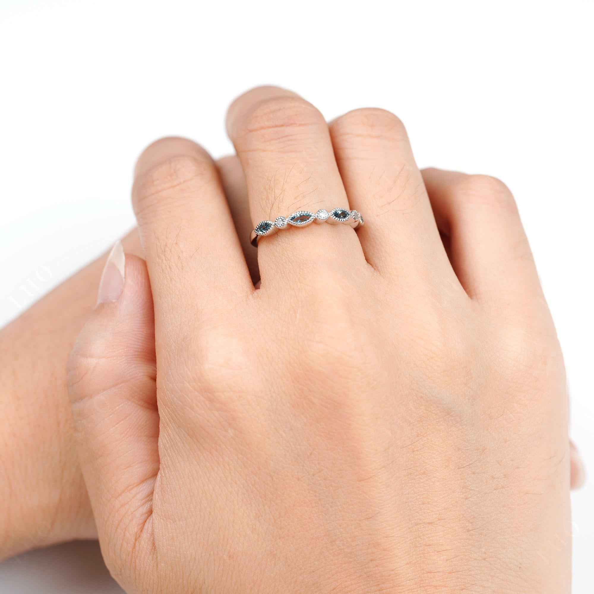 London Blue Topaz Milgrain Band Ring - LUO Jewelry