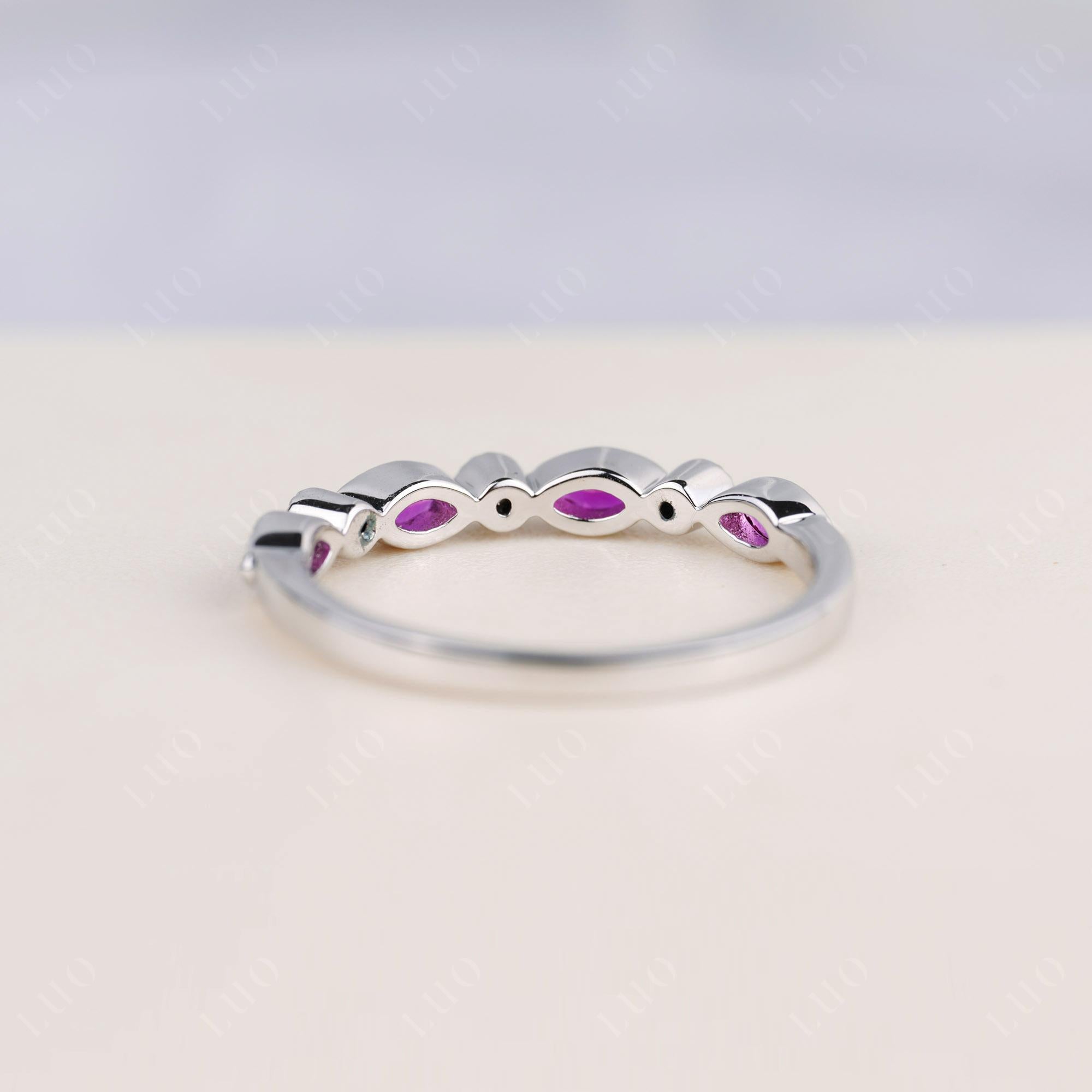 Ruby Milgrain Band Ring - LUO Jewelry