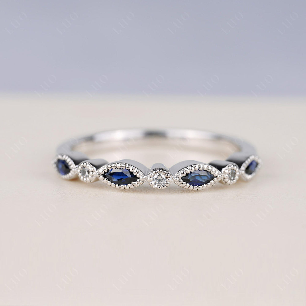 Vintage Sapphire Wedding Band Ring | LUO Vintage Sapphire Wedding Band Ring | LUO