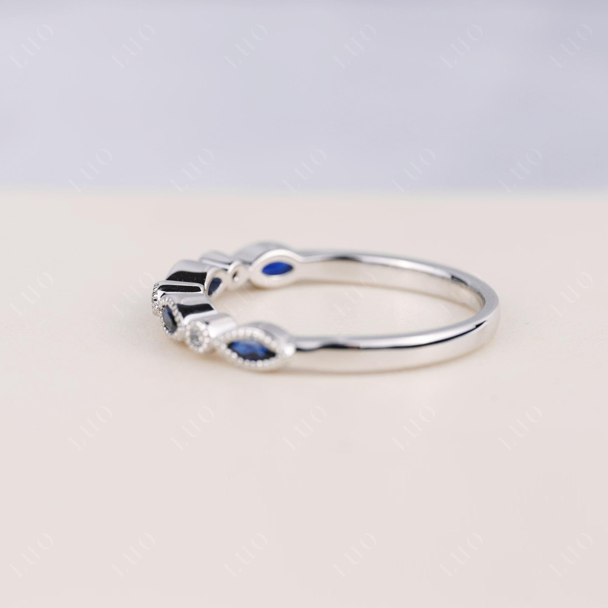 Vintage Sapphire Wedding Band Ring - LUO Jewelry