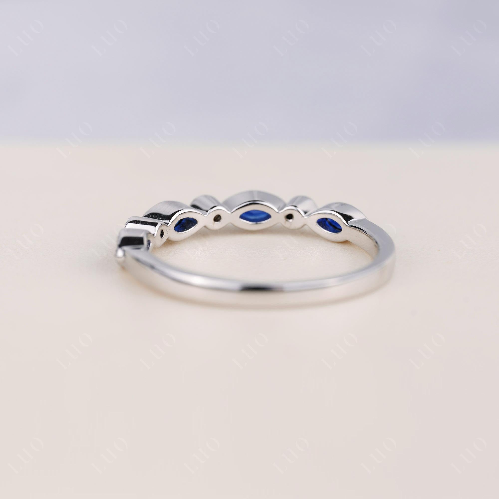 Vintage Sapphire Wedding Band Ring - LUO Jewelry