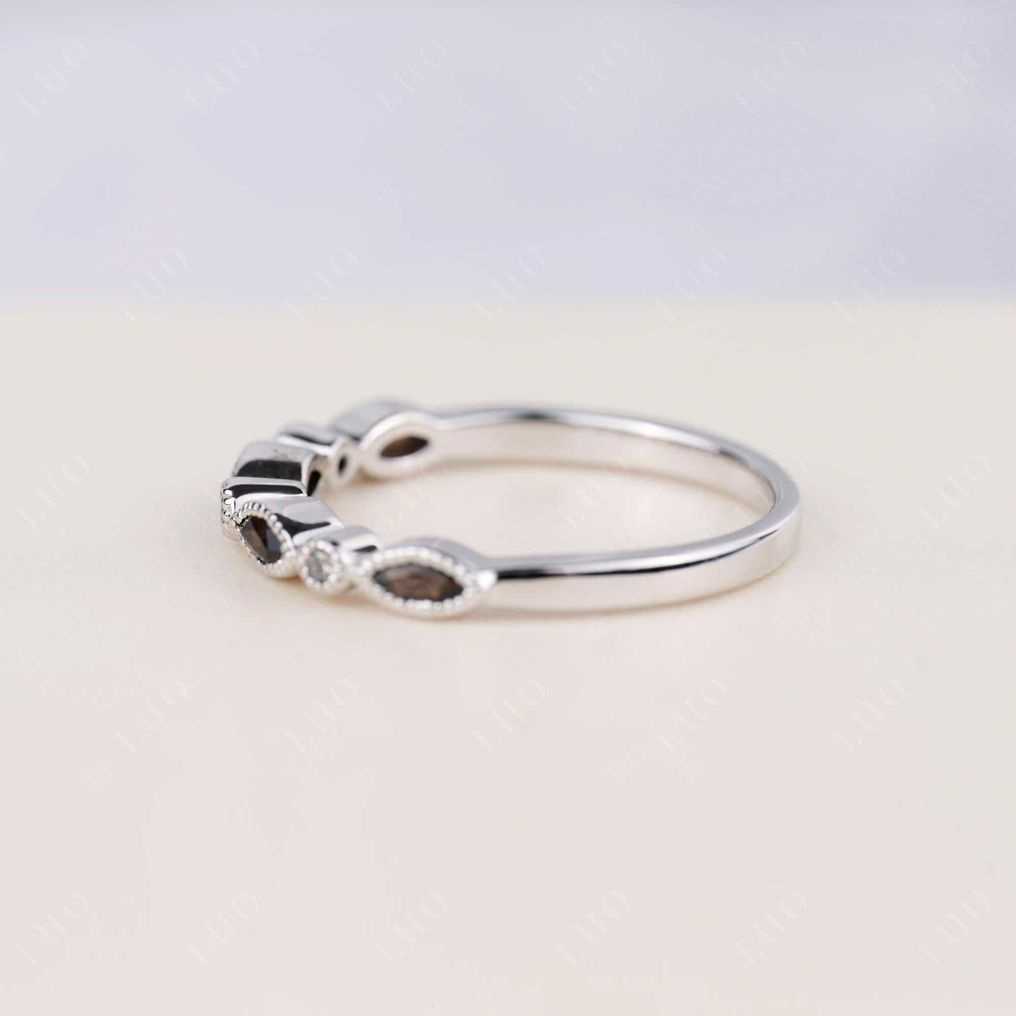 Vintage Smoky Quartz Wedding Band Ring - LUO Jewelry