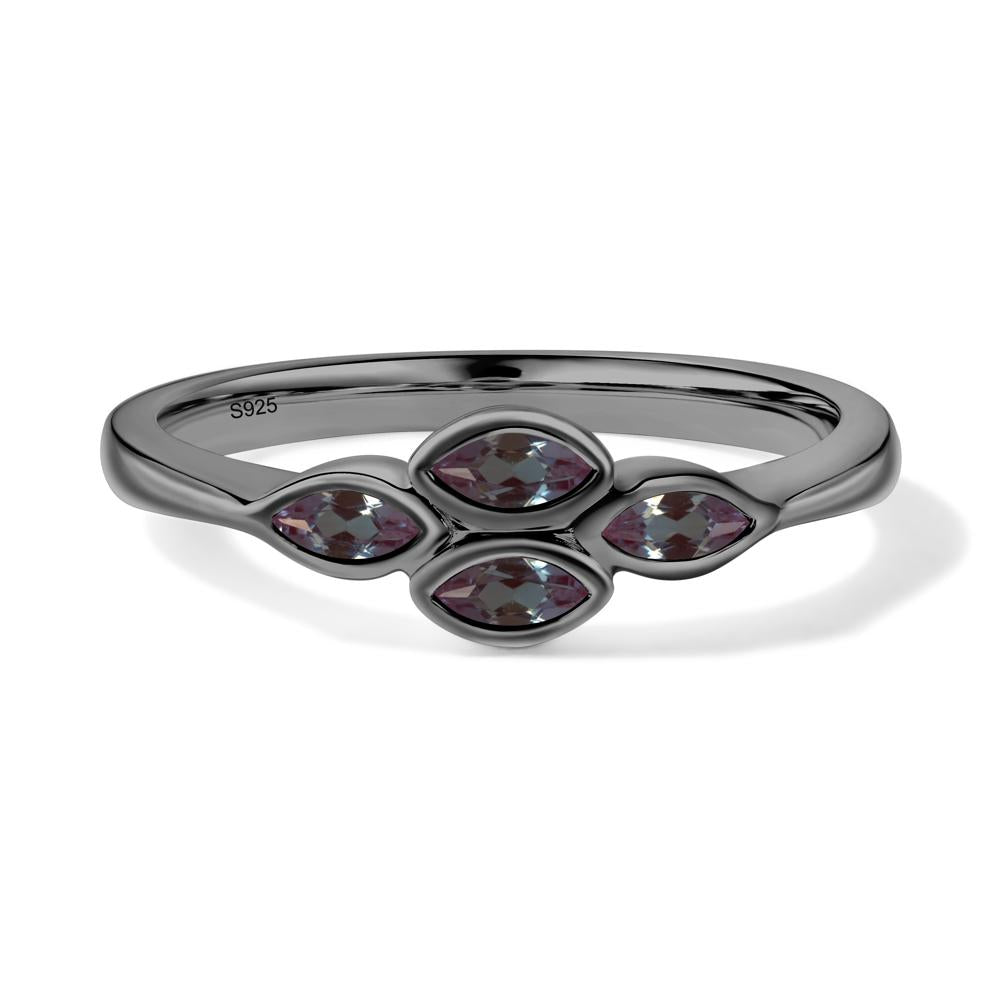 Marquise Cut Alexandrite Bezel Cluster Ring - LUO Jewelry #metal_black finish sterling silver