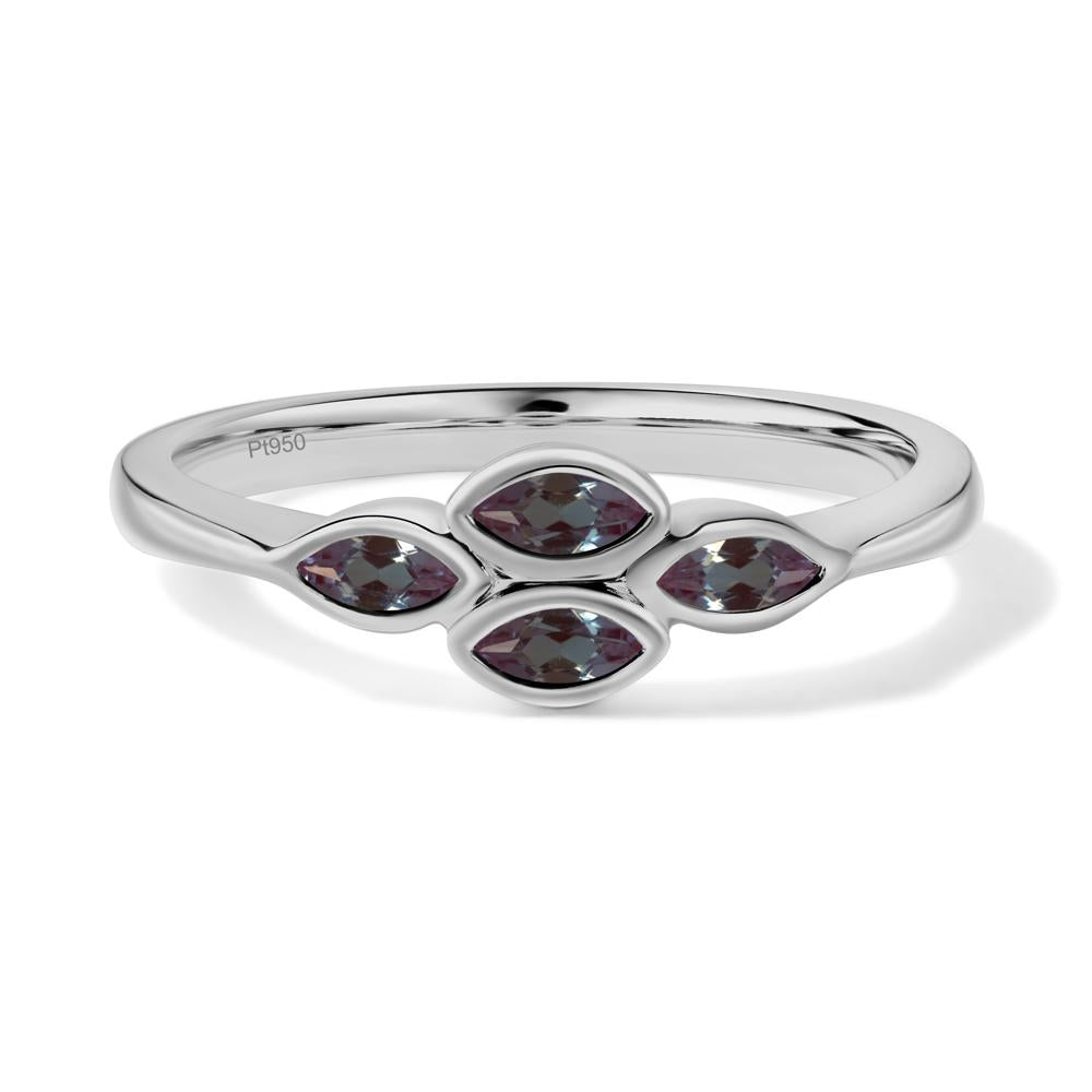 Marquise Cut Alexandrite Bezel Cluster Ring - LUO Jewelry #metal_platinum