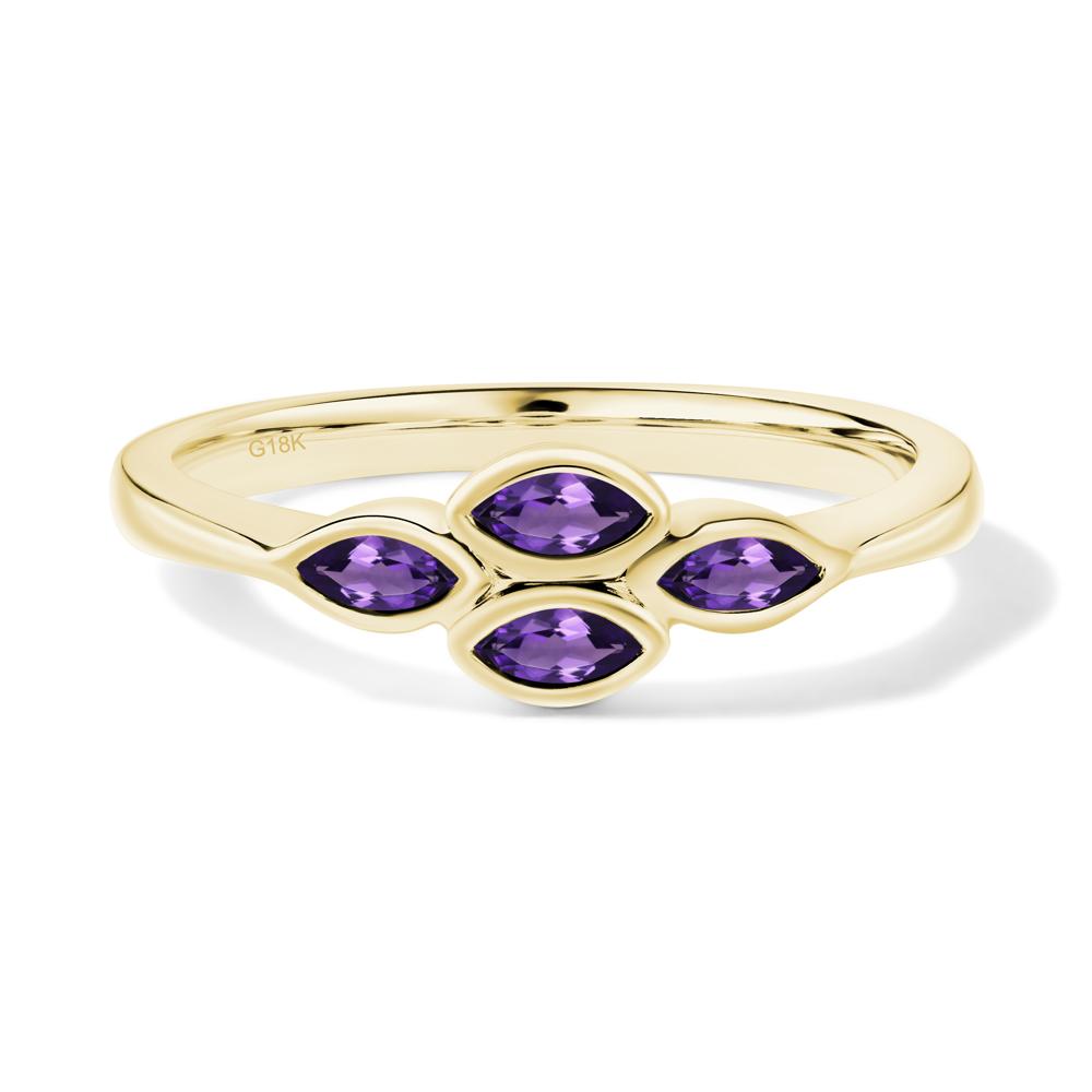 Marquise Cut Amethyst Bezel Cluster Ring - LUO Jewelry #metal_18k yellow gold